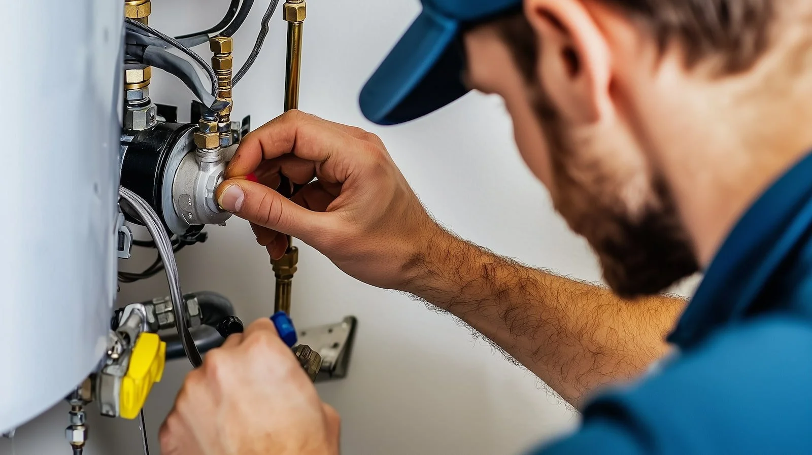 Expert doing a gas safety check
