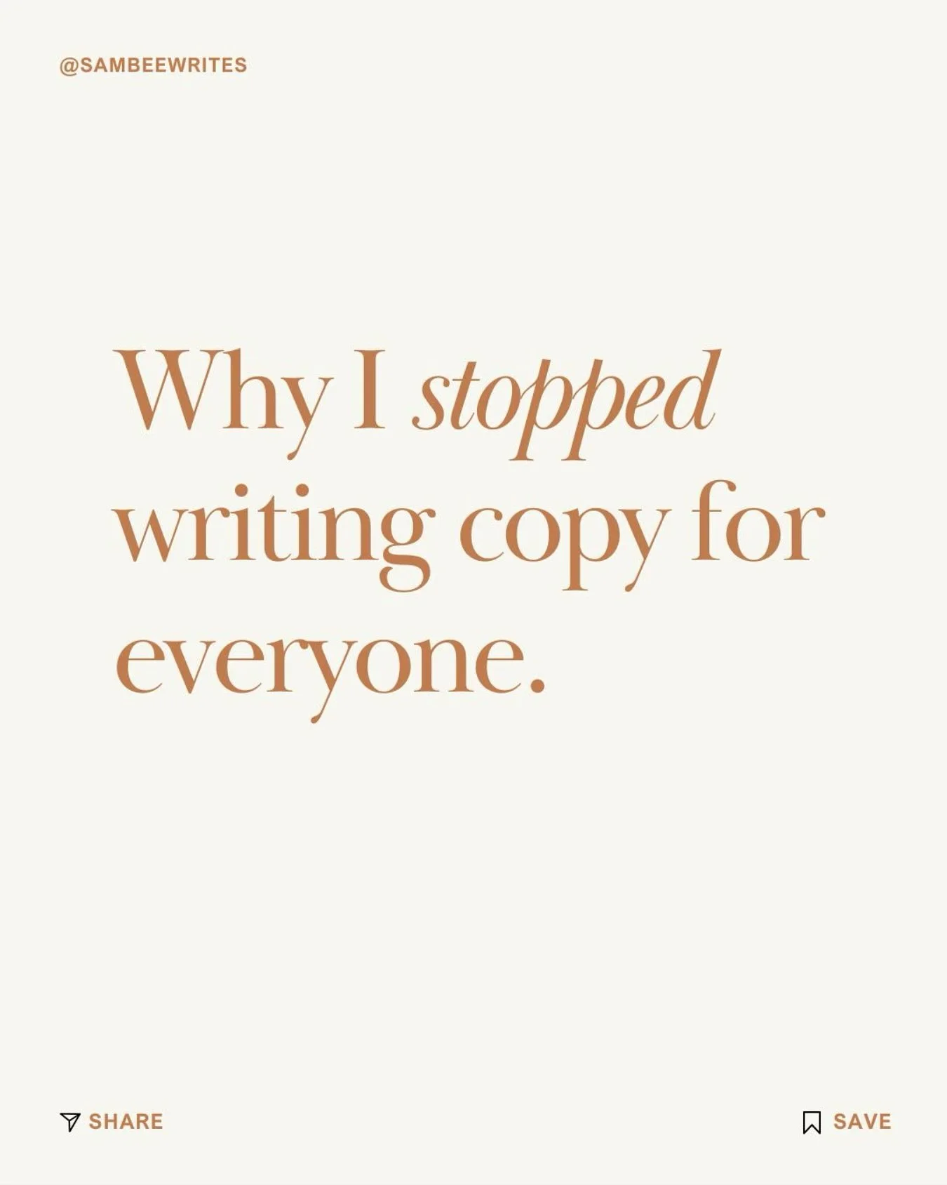 Early in my business I was writing copy for anyone with a credit card.

Chocolate companies, yoga product brands, appliance retail stores...

But I kept being drawn to the same type of client.

Female creative entrepreneurs who were incredibly talent