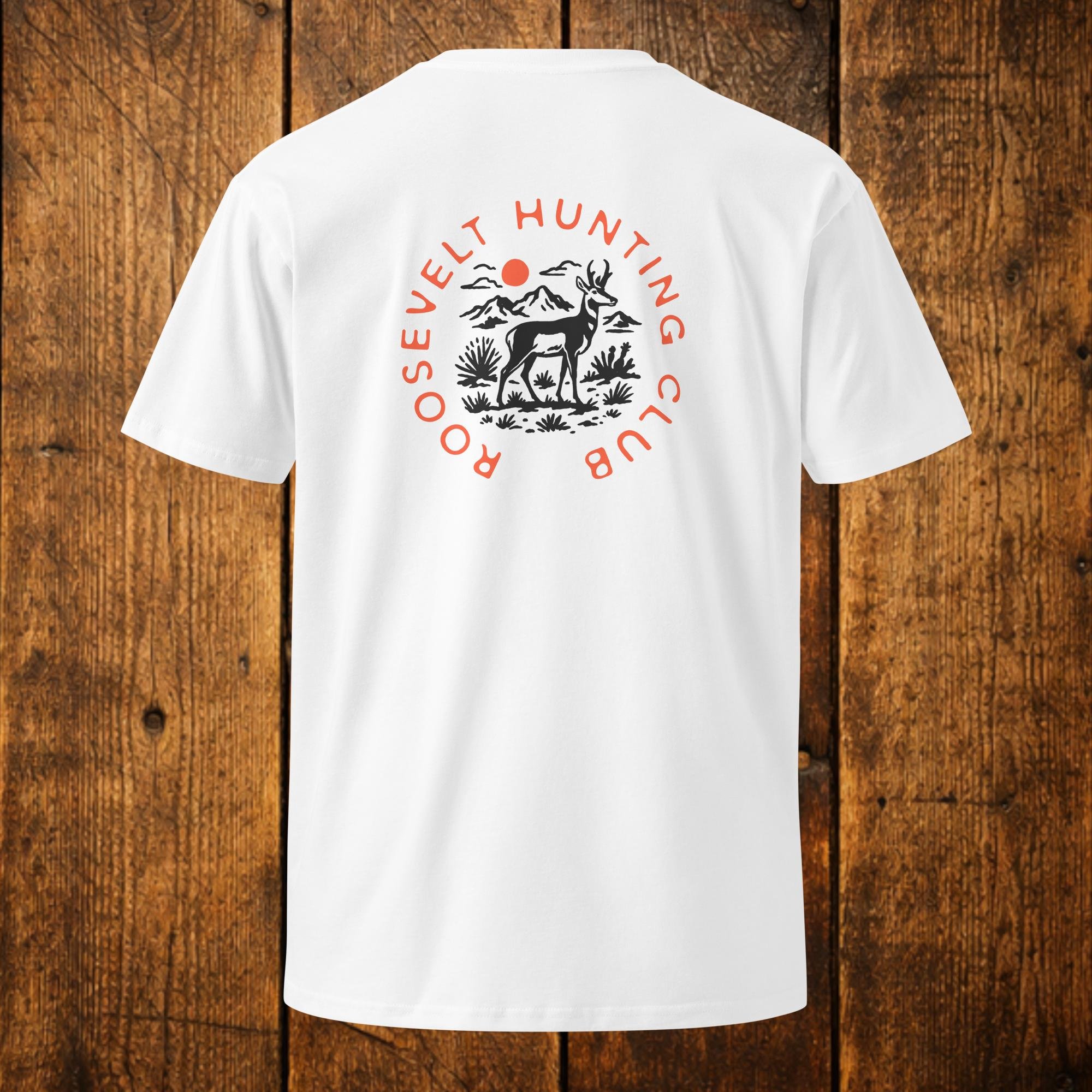 Roosevelt Hunting Club Pronghorn Tee - White.Back.jpg