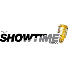 Logo with the text 'The Showtime Crew' featuring a gold vintage microphone.