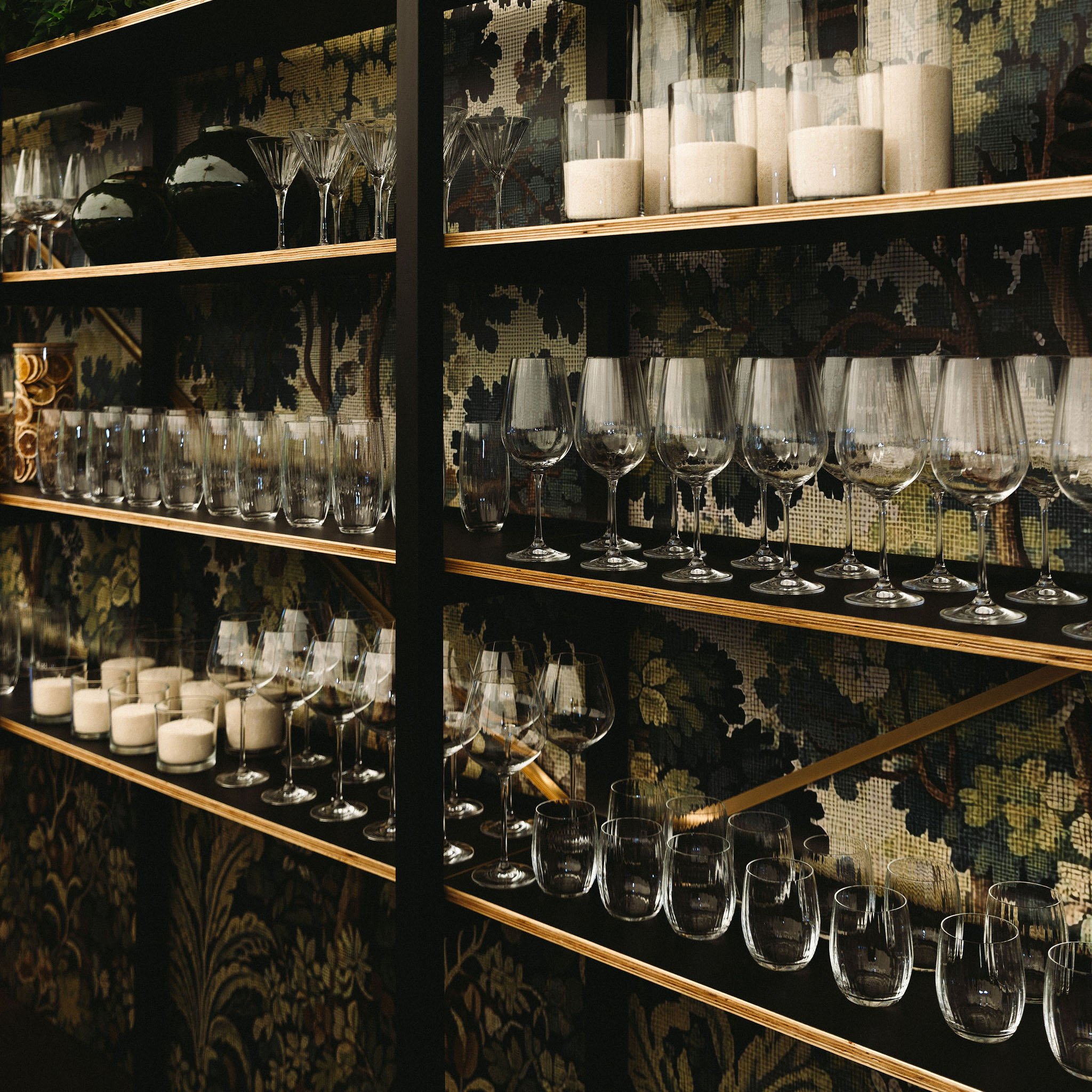 Detail of Angela and Justin’s wedding bar, with the artwork used across the styling and wedding day details.