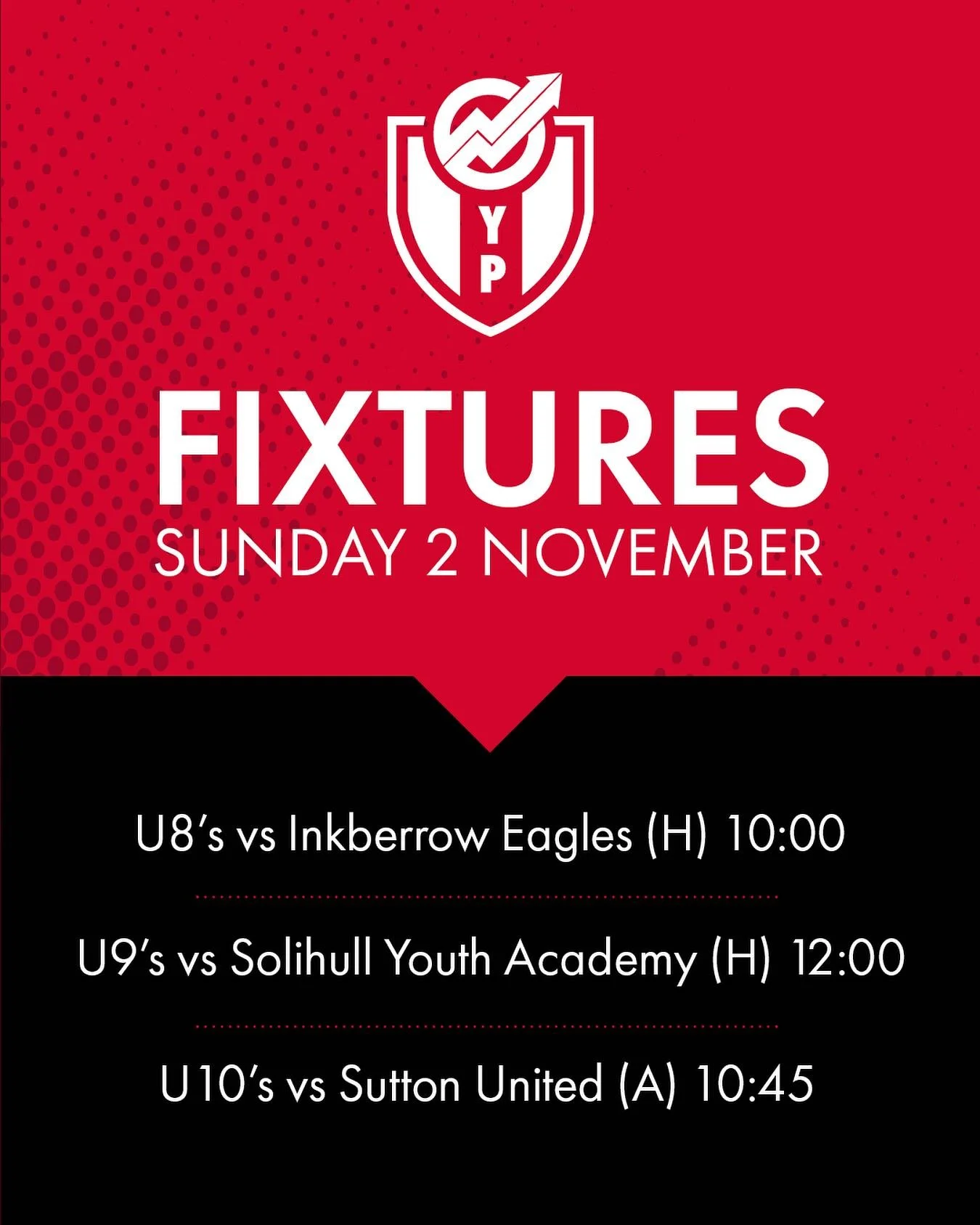 Some big clashes this week 🙌

Cup and league action for our teams this weekend 🤝

Our under 8&rsquo;s host Inkberrow, whilst our under 9&rsquo;s play Solihull Academy. Our under 10&rsquo;s travel to Sutton United in the first round of the Winter Cu