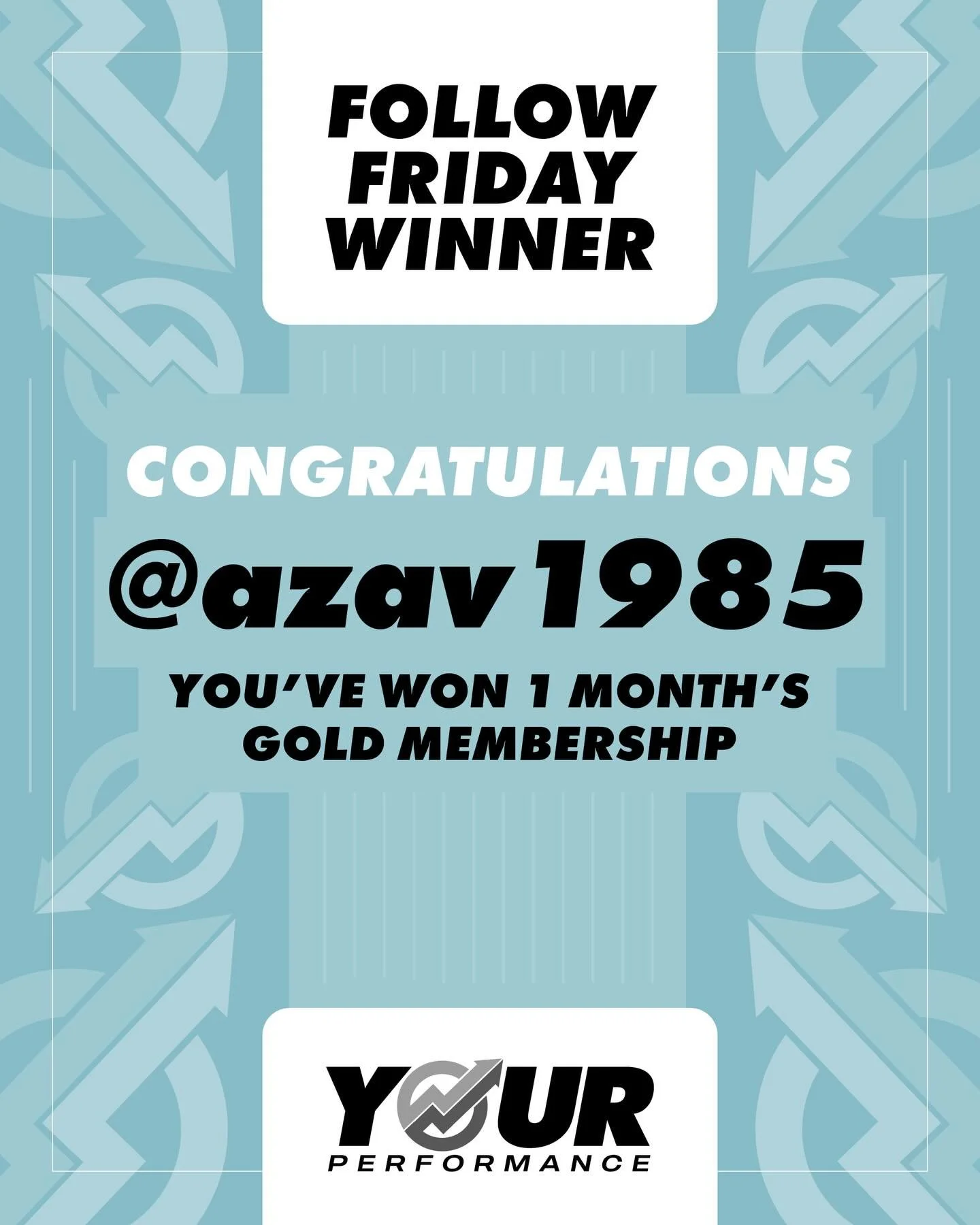 𝐅𝐨𝐥𝐥𝐨𝐰 𝐅𝐫𝐢𝐝𝐚𝐲 𝐬𝐮𝐜𝐜𝐞𝐬𝐬 👏

Congratulations @azav1985, you&rsquo;ve won a 1 month free gold membership pass to Your Performance&rsquo;s sessions 🤝

Check your messages as a member of our team will be in touch 📈

#yourperformance #t