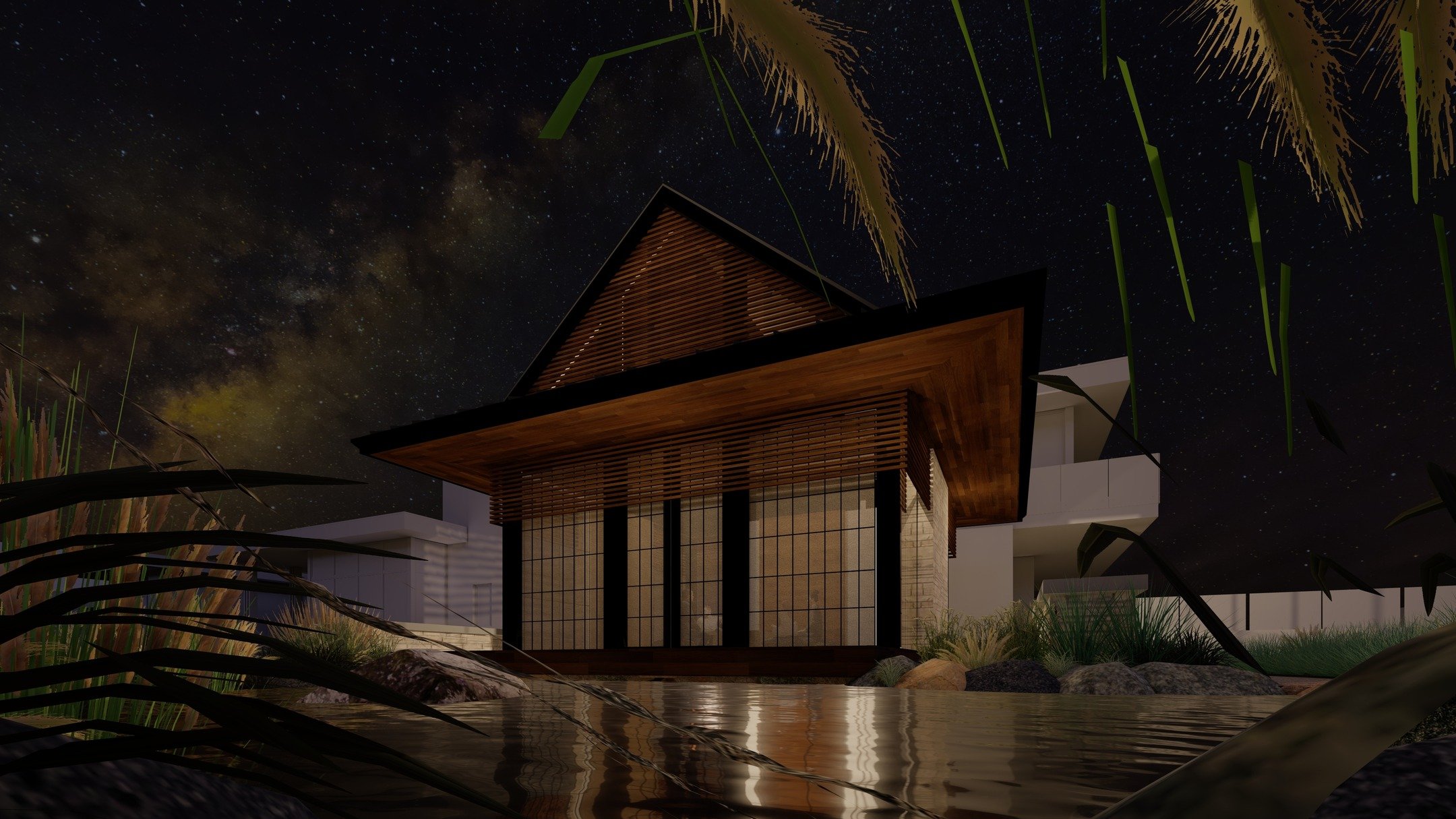 A first look at our preliminary design for a modern tea house&mdash;where contemporary architecture meets traditional Japanese elements, surrounded by a flowing stream. A space designed for reflection, connection, and tranquility. More to come as the