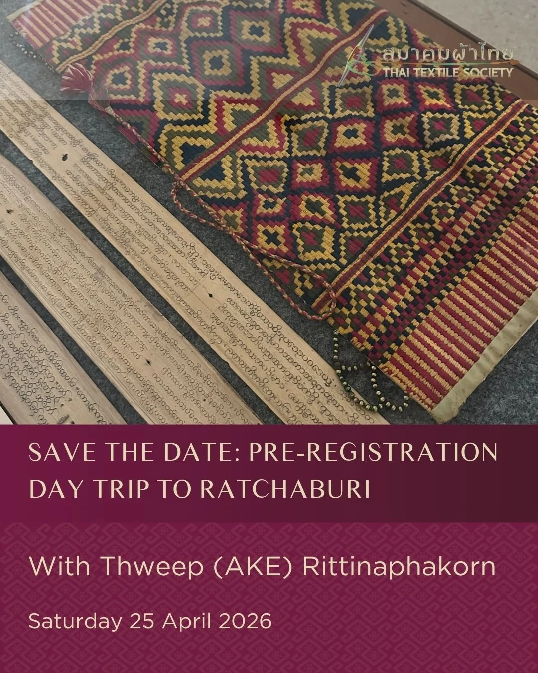 Join us on a special visit to Ratchaburi to view the exhibition &ldquo;Phut Paa Pee&rdquo; which translates to &ldquo;Buddhist Spirit Textiles&rdquo;. The exhibition showcases important pieces of Tai Yuan textiles from the Tao Hong Tai's collection g