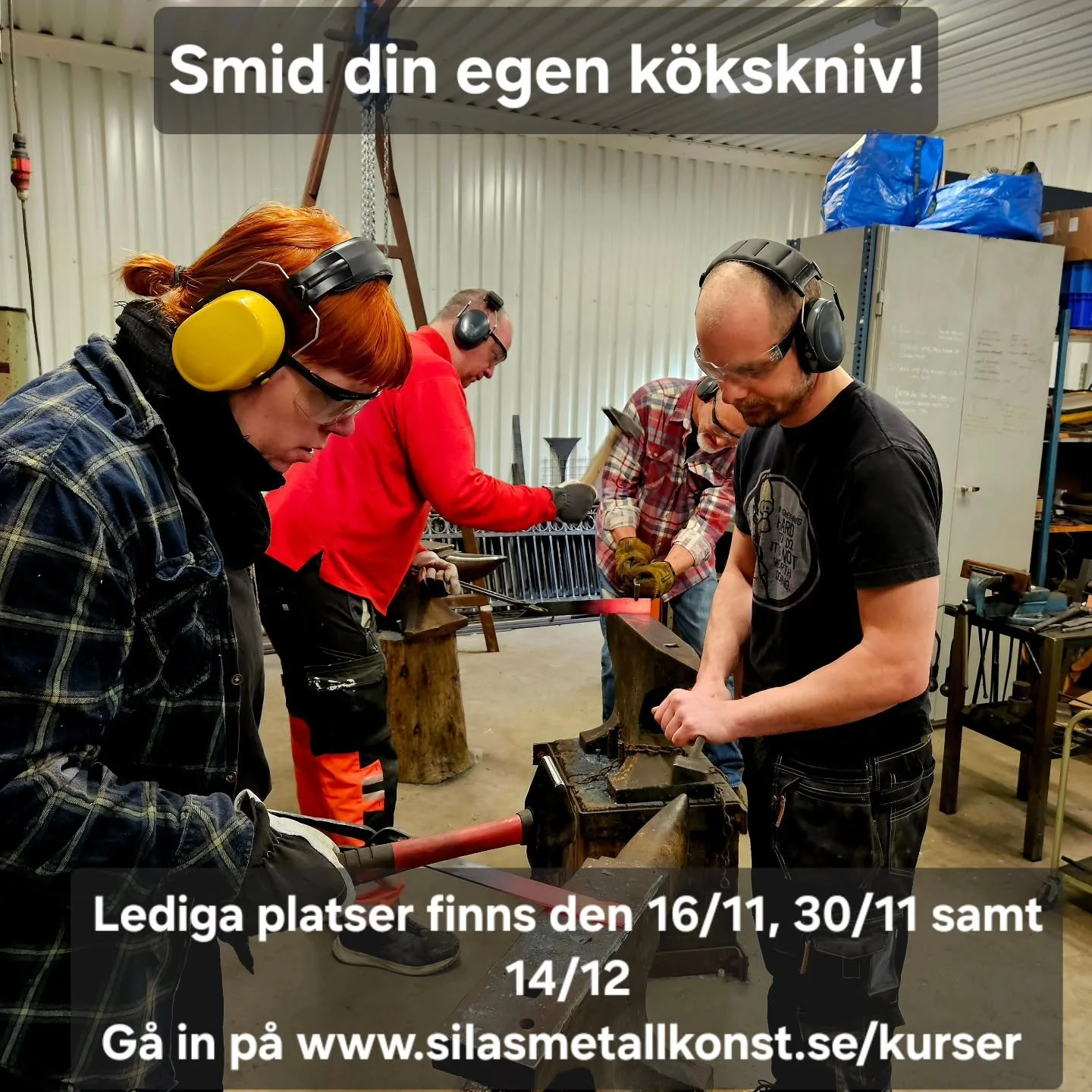 Smid din egen k&ouml;kskniv! Heldags smideskurs i min smedja i Alunda. Pris 3800:- 
 Platser finns 16/11, 30/11 och 14/12. 
Perfekt som julklapp. Det g&aring;r att k&ouml;pa presentkort direkt fr&aring;n mig i DM
G&aring; in p&aring; www.silasmetallk