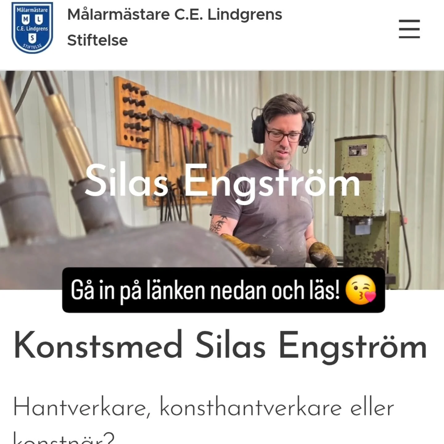 H&auml;r &auml;r en v&auml;ldigt l&auml;sv&auml;rd artikel som publicerats med anledning av mitt erh&aring;llande av Uppsalas Hantverksm&auml;stare 2025. 
Att g&aring; in och l&auml;sa &auml;r ett krav f&ouml;r fortsatt v&auml;nskap. ☝🏼. Eller okej 