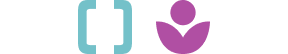 Horizontal design with geometric shapes and colors: teal brackets meaning Integrity/Inclusion, four white diamonds meaning Diversity, pink leaf and seed meaning Mentorship, and a white asterisk meaning Catalyst.