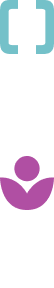Vertical design with geometric shapes and colors: teal brackets meaning Integrity/Inclusion, four white diamonds meaning Diversity, pink leaf and seed meaning Mentorship, and a white asterisk meaning Catalyst.