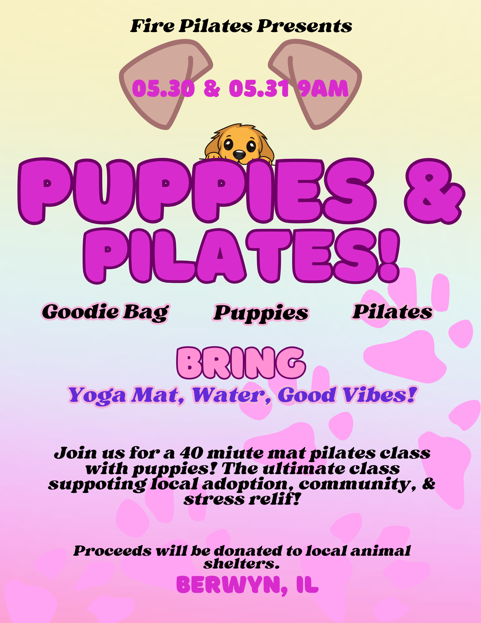 Puppies & Pilates Berwyn 05/31 9am