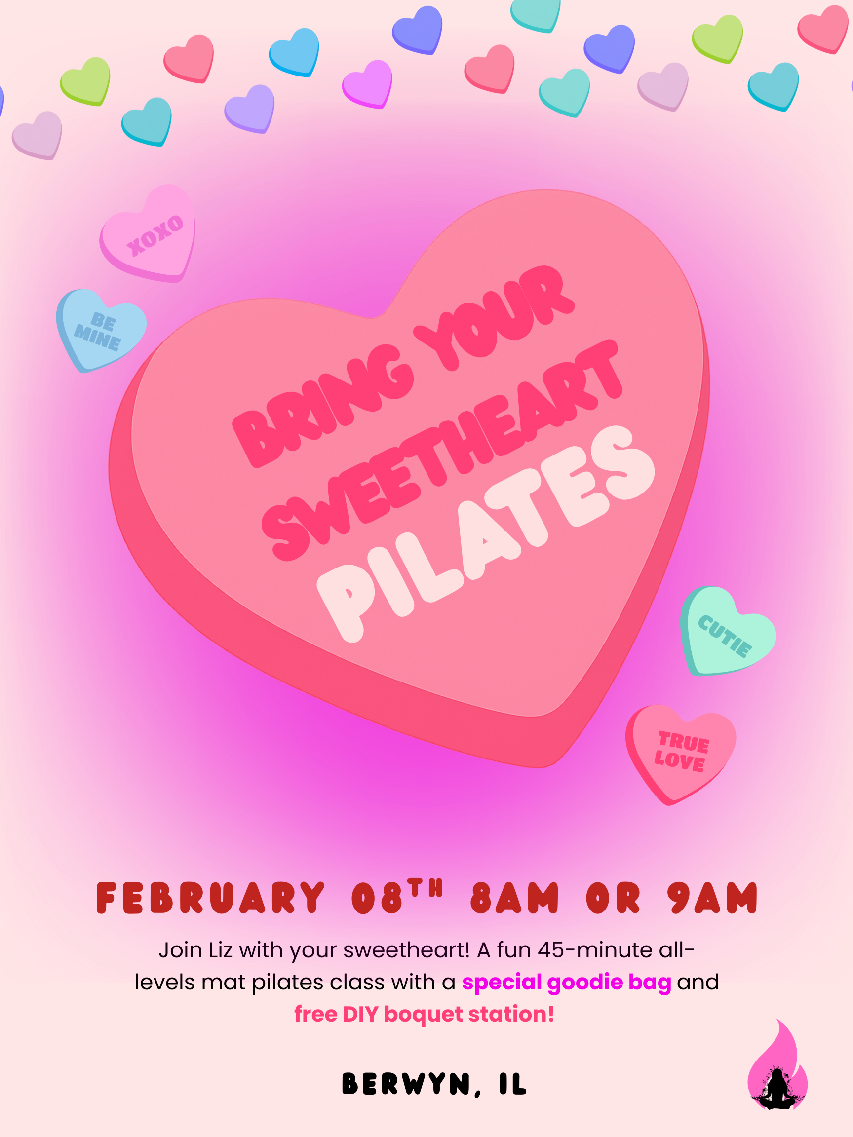 Bring Your Sweetheart Pilates 02/08 10:15am (1 ticket = for 1 person)