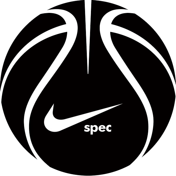 Close-up of Nike logo with the word 'spec' on a black background.