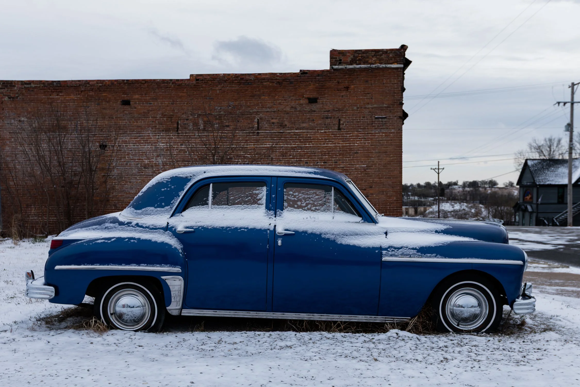 Blue Car Snow