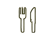 A fork and a knife on a white background