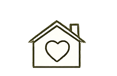 Simple outline of a house with a heart inside