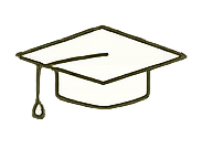 Illustration of a graduation cap, also known as a mortarboard.