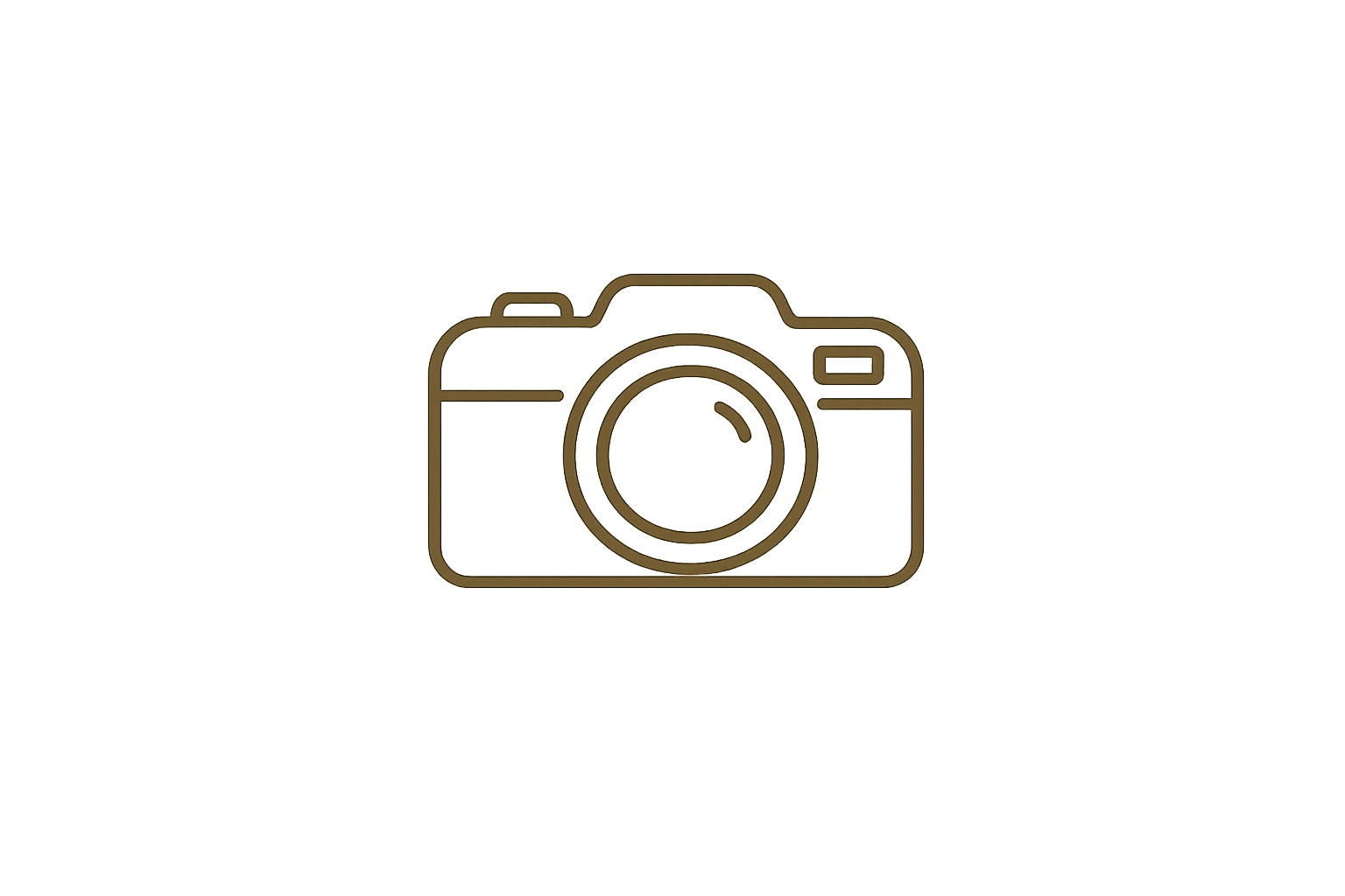 Outline of a camera icon on a beige background.