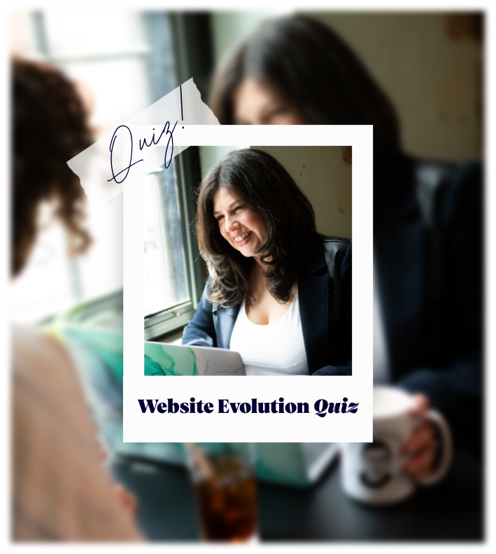 Carolyn Leasure with Maypop Creative plus text "Website Evolution Quiz"