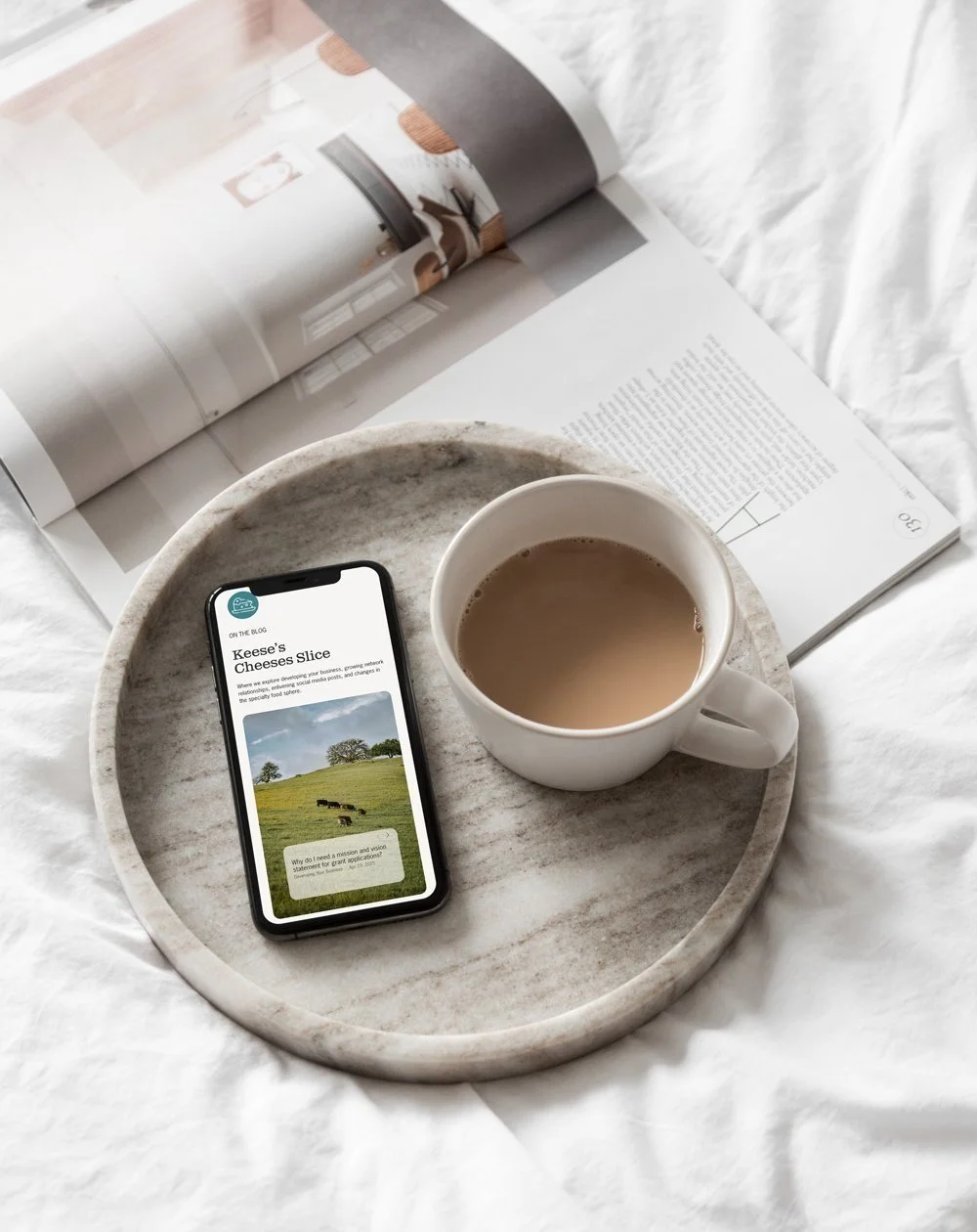 Mockup of the mobile view of the blog excerpt for marketing agency website design for Keese's Cheeses