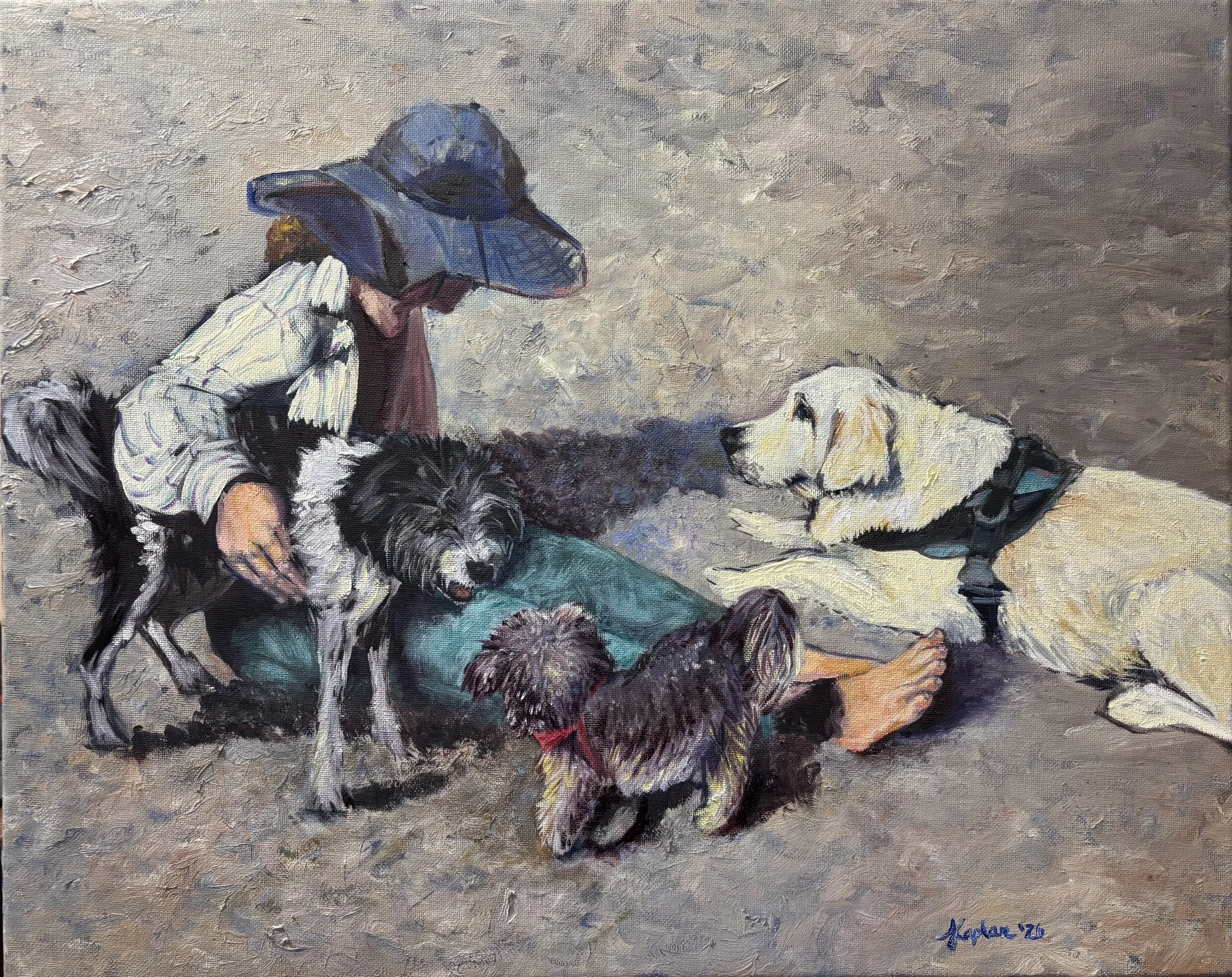 Dogsitting on the Beach | oil | 16" x 20"