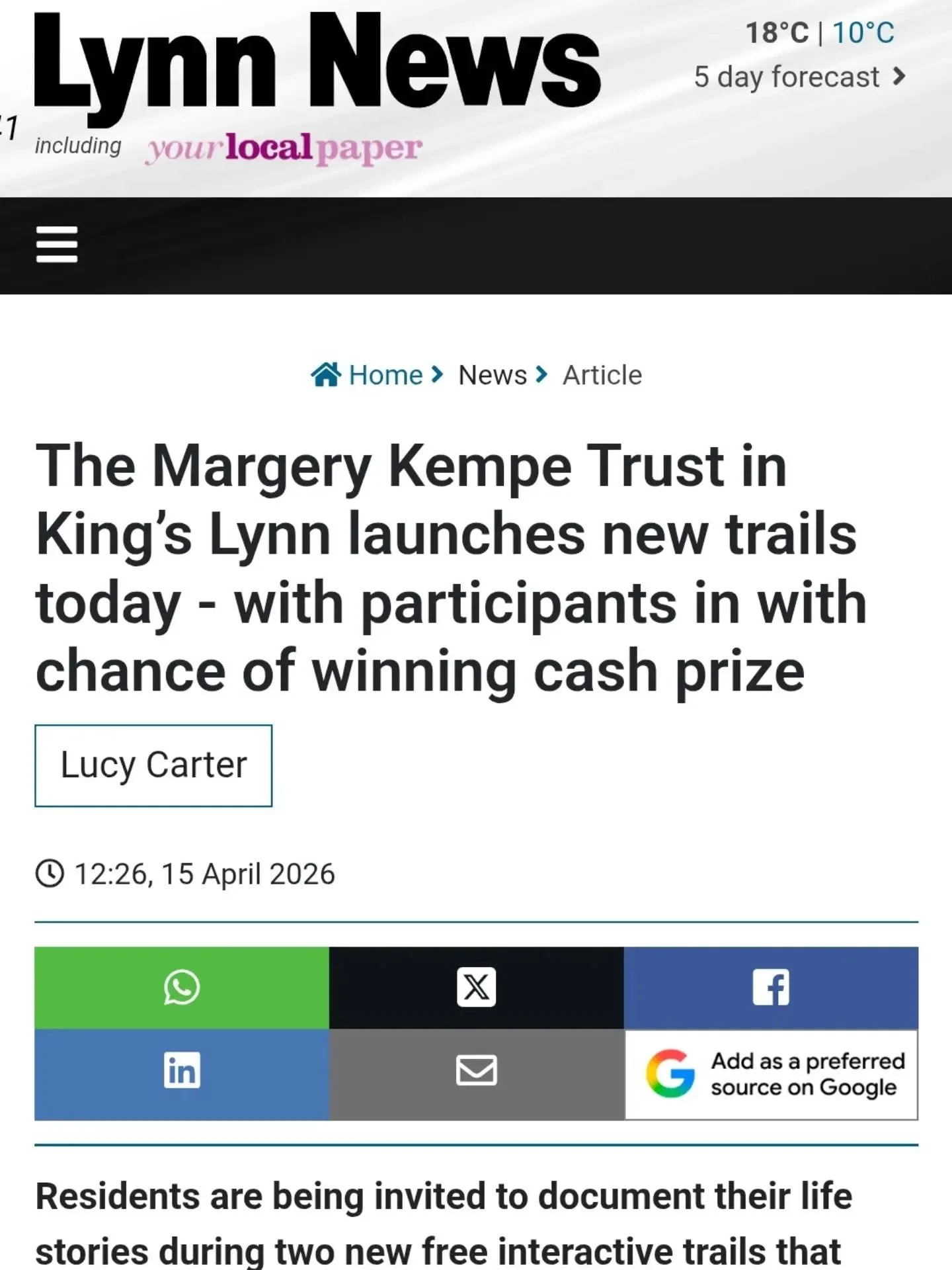 Book of You and Scribbles trails now live! 

Full article on the Lynn News.