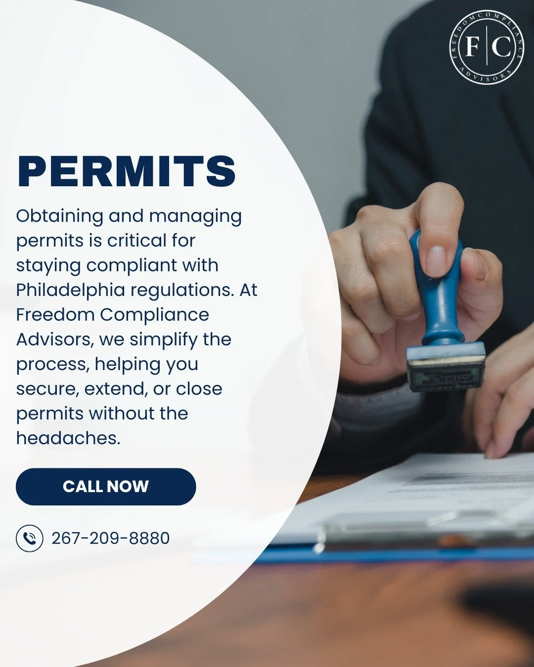 Freedom Compliance Advisors helps Philadelphia property owners secure, extend, or close permits efficiently, keeping projects on track and compliant.

Our Permit Services:
✅ Application Support
✅ Expedited Approvals
✅ Hold Resolution
✅ Permit Extensi
