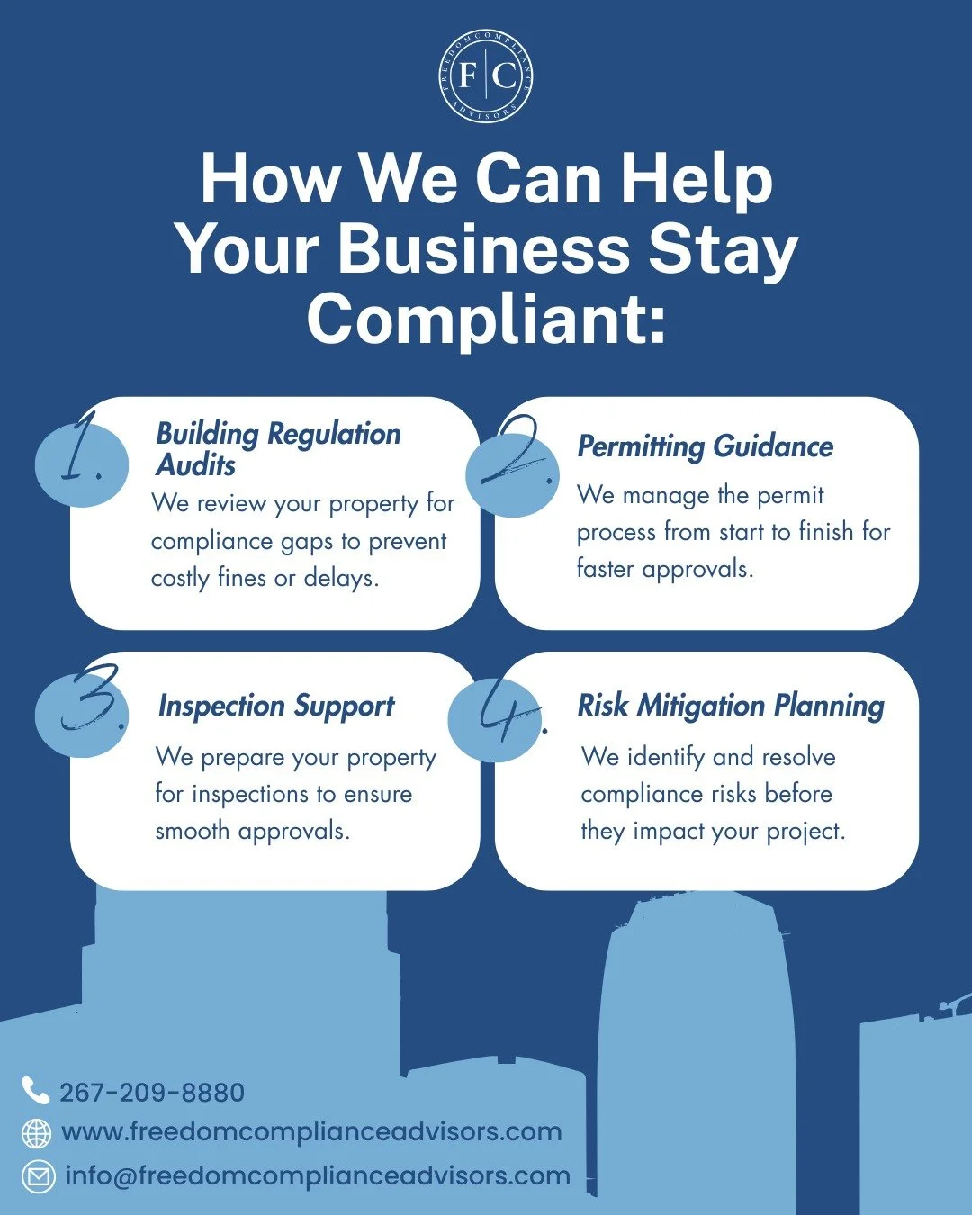 Staying compliant with Philadelphia&rsquo;s building requirements doesn&rsquo;t have to be overwhelming. We help property owners navigate regulations, streamline permitting, prepare for inspections, and reduce the risk of costly setbacks. With consis
