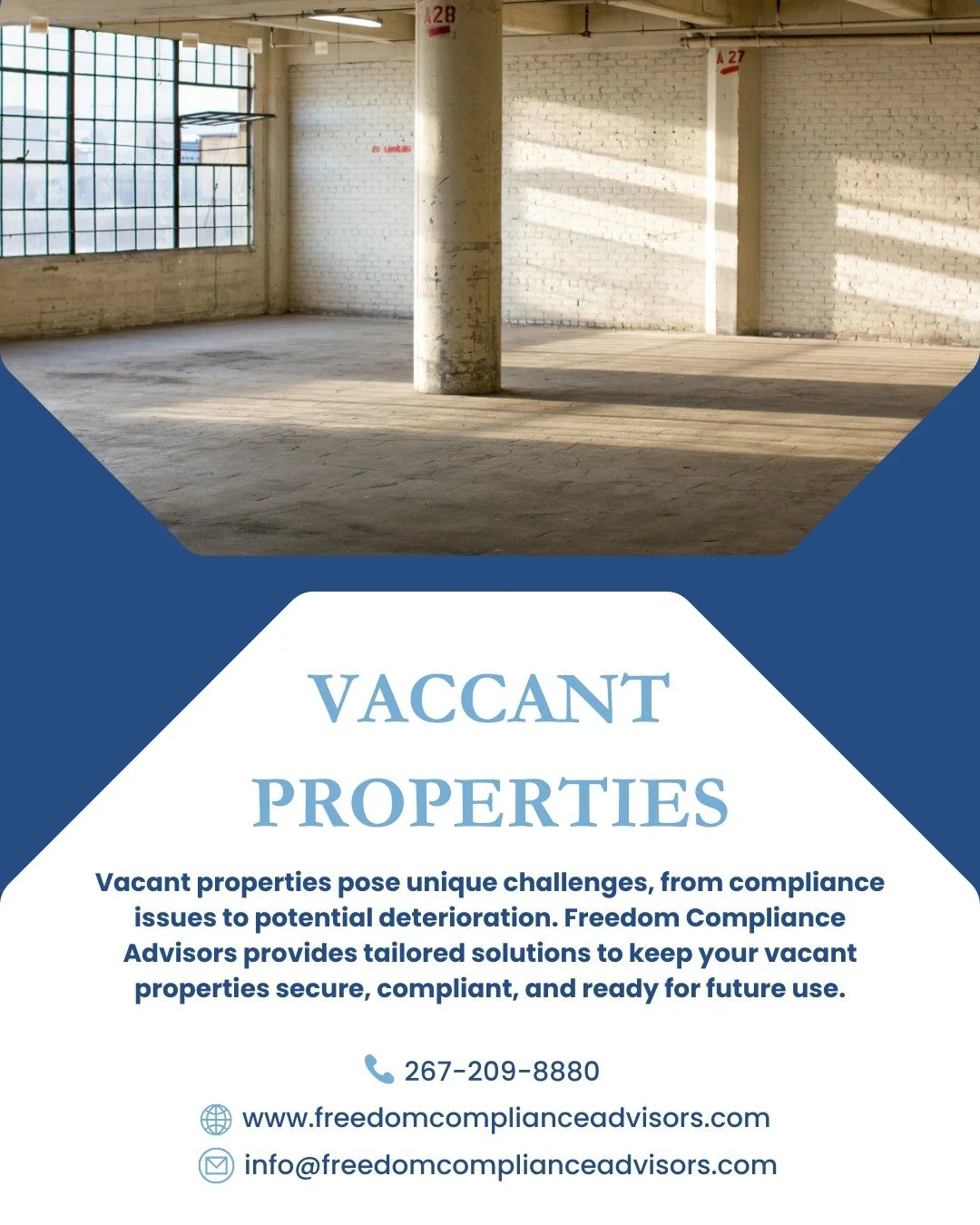 Managing a vacant property in Philadelphia comes with unique compliance and maintenance demands. Freedom Compliance Advisors provides comprehensive support to ensure your property remains secure, code-compliant, and prepared for future use. Through p