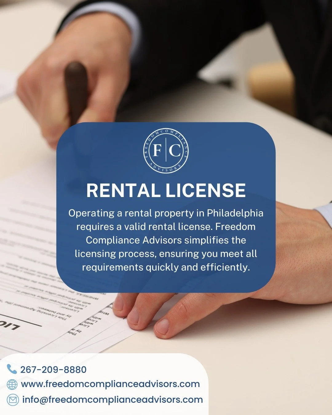 Operating a rental property in Philadelphia requires a valid rental license, and Freedom Compliance Advisors is here to streamline the entire process. We help property owners meet city requirements quickly and efficiently, reducing delays and ensurin