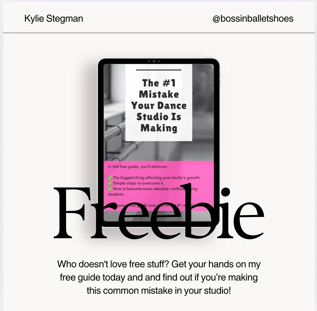 🎉 Calling all dance studio owners! 🎉

Ready to take your studio to the next level? I&rsquo;ve created an exclusive FREE resource just for you! Are you making this big mistake in your studio too?

👉 Don&rsquo;t miss out on this opportunity to grow 