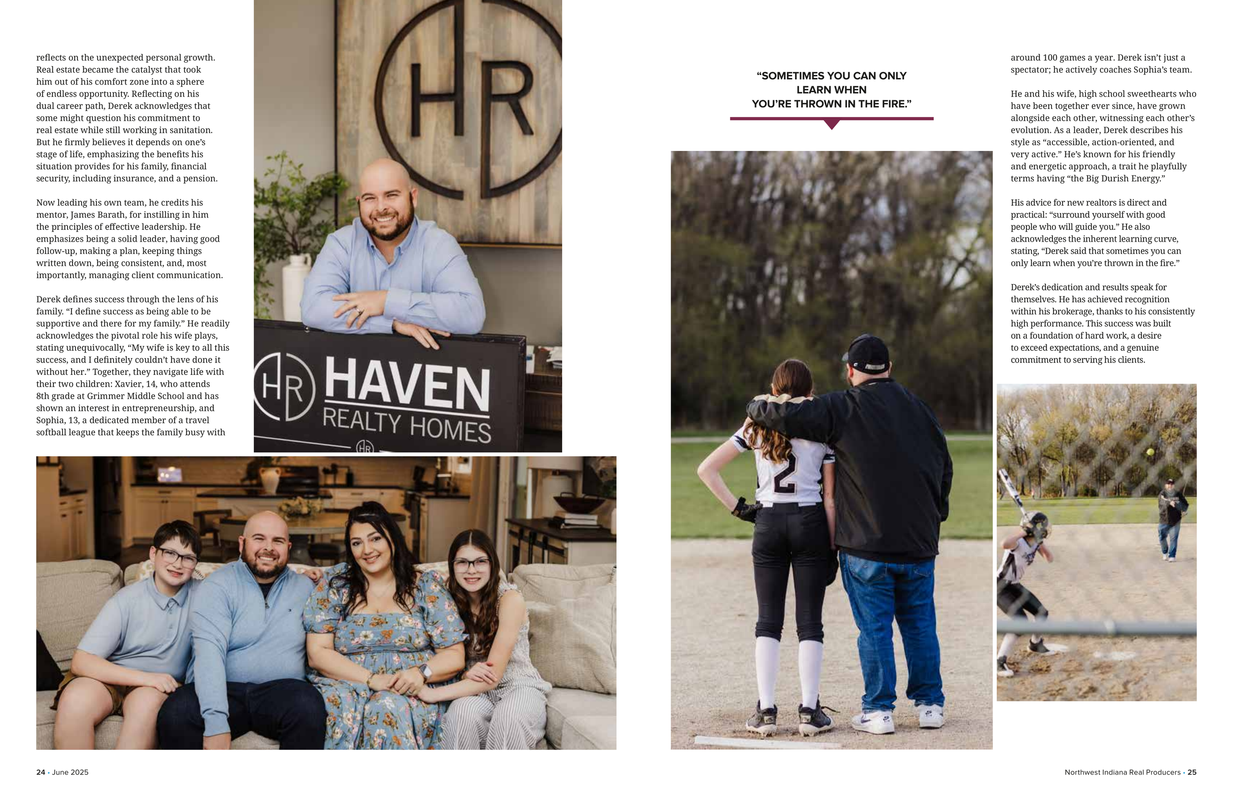 A man with a beard and a light blue shirt smiling at the camera, resting his arms on a table with a logo for 'Haven Realty Homes' behind him, in an indoor setting.