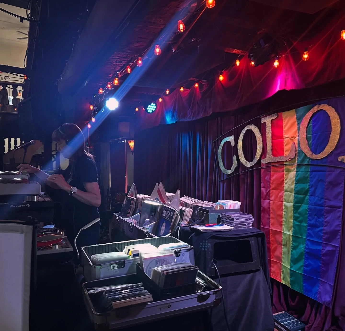 DJ Karin Ward @djkarinward ripping it up at our annual Tea Dance! 🪩 Thank you everyone who attended. #teadance #woodstocknypride #woodstock