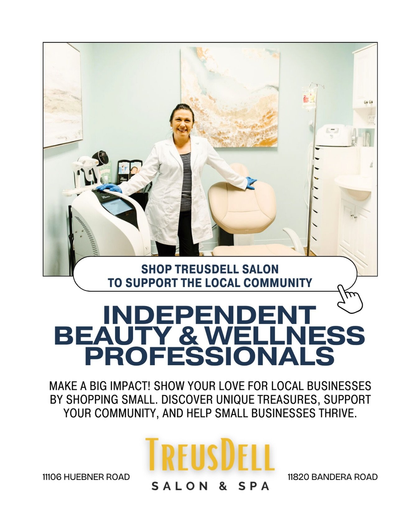 Today is Small Business Saturday 😃

✨Celebrate and Support small businesses like our incredibly talented hairstylists, nail artists, waxers, aestheticians, tattoo artists, and so many many more!✨

Shop Small, Shop Local @treusdellsalon this weekend 