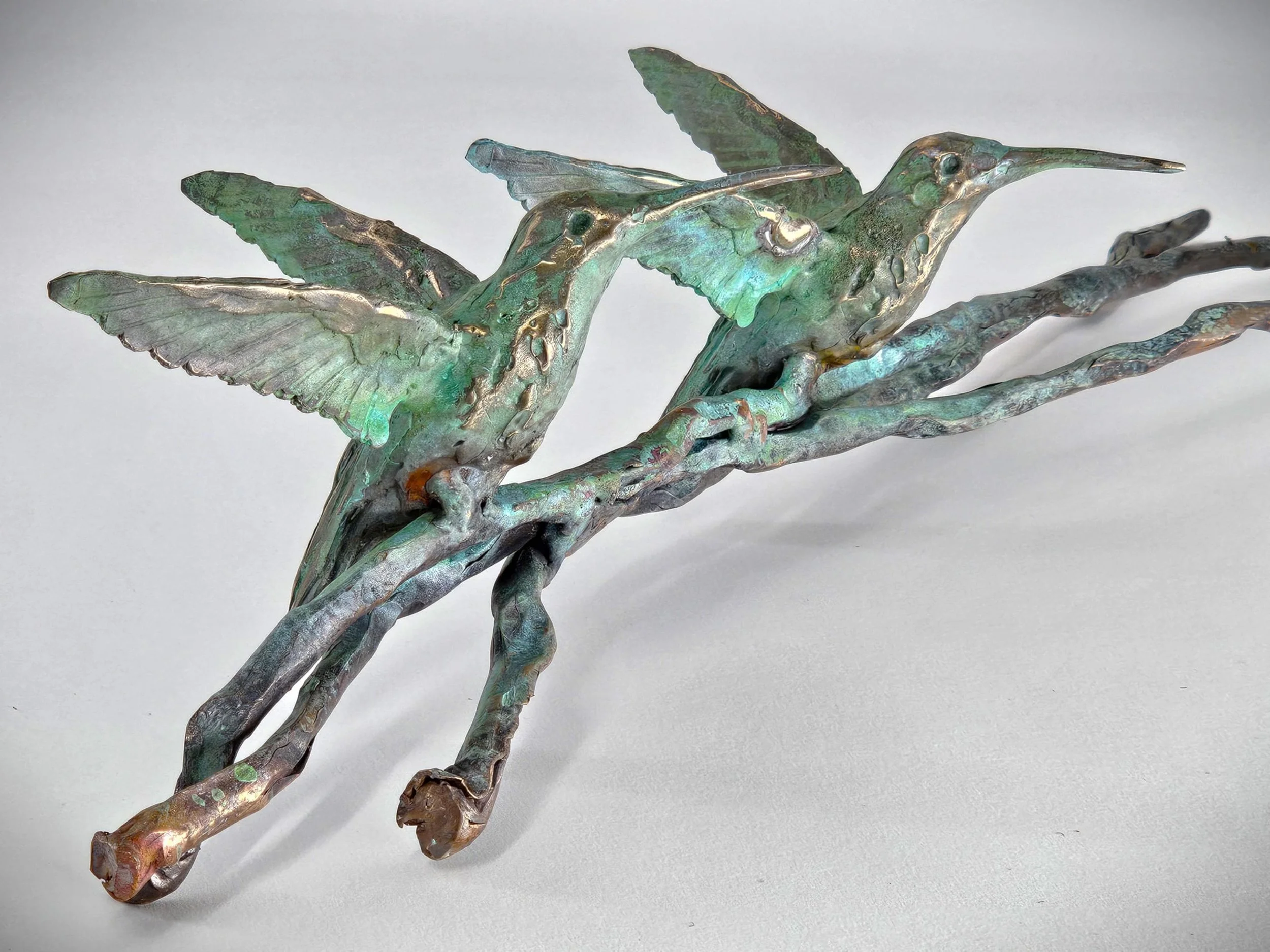Hummingbird On Branch Sculpture