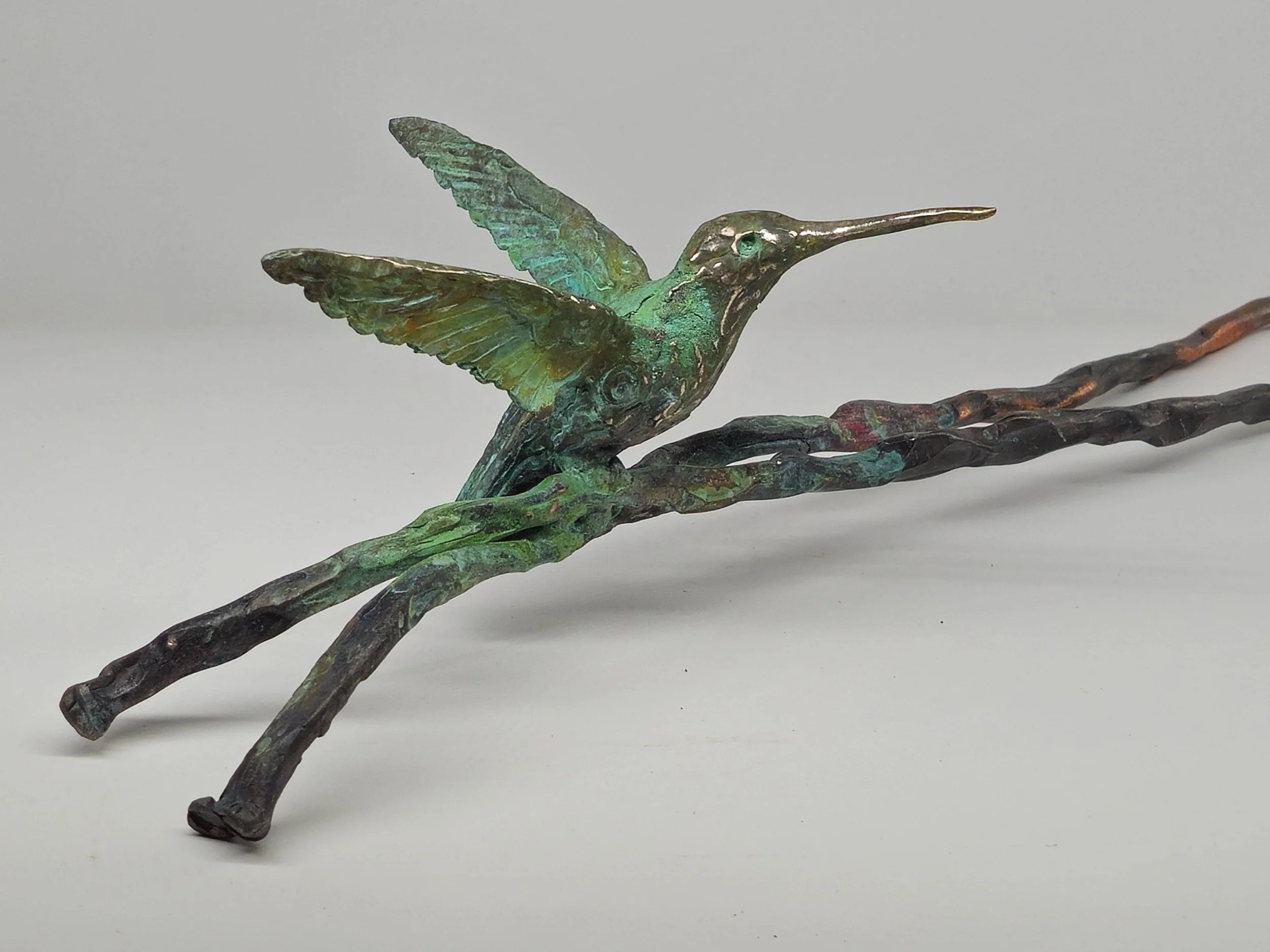 Hummingbird On Branch Sculpture