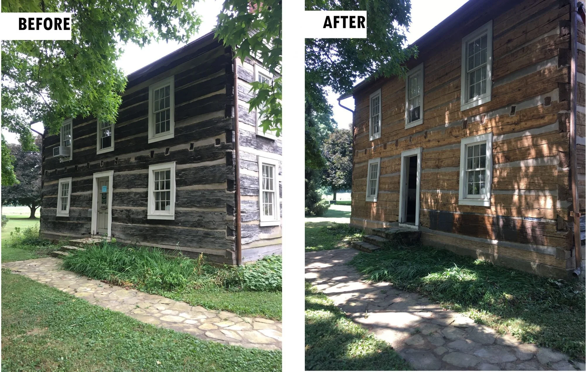 Before and After of the back of the house