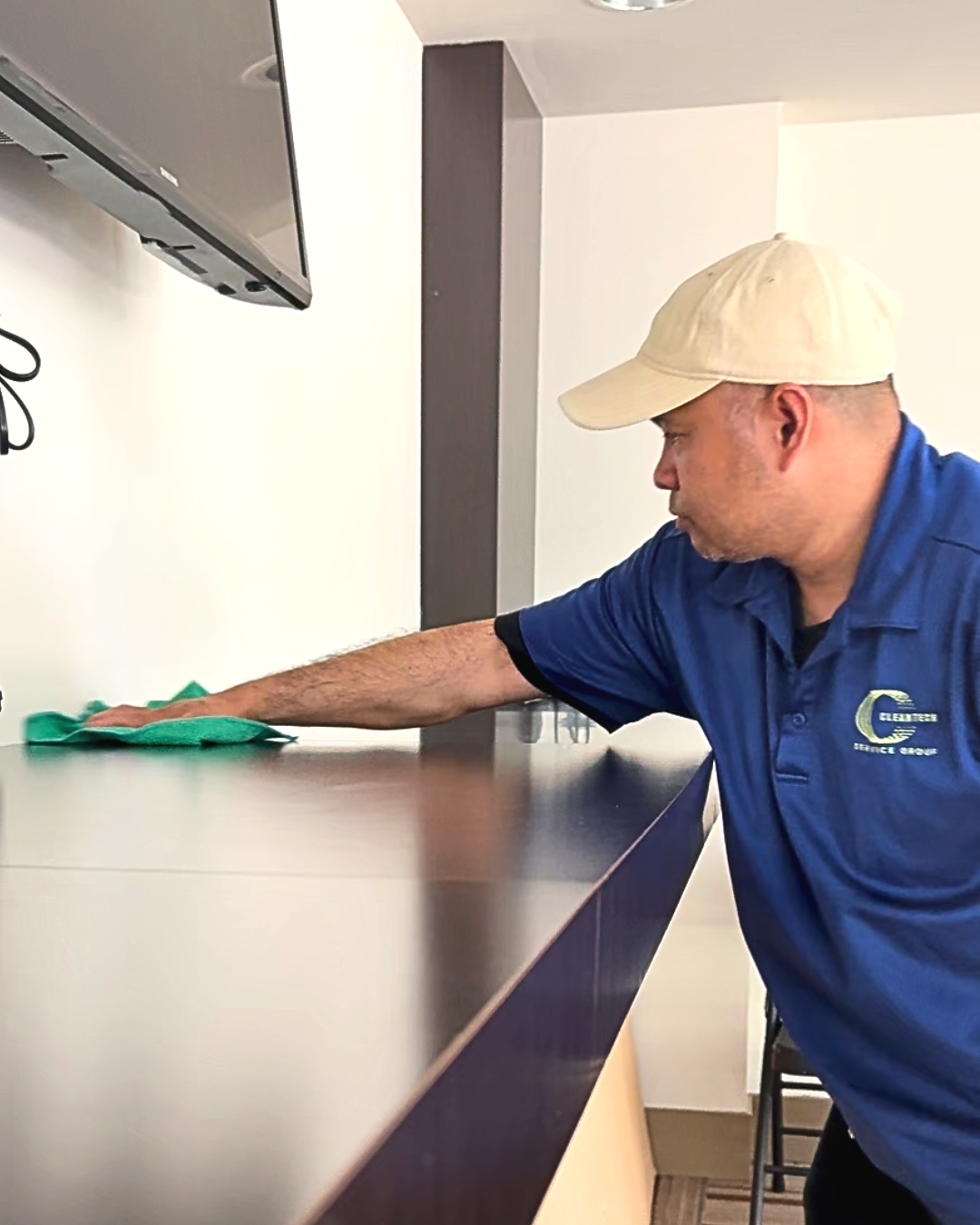 Cleantech janitorial staff maintaining strata building common areas Vancouver