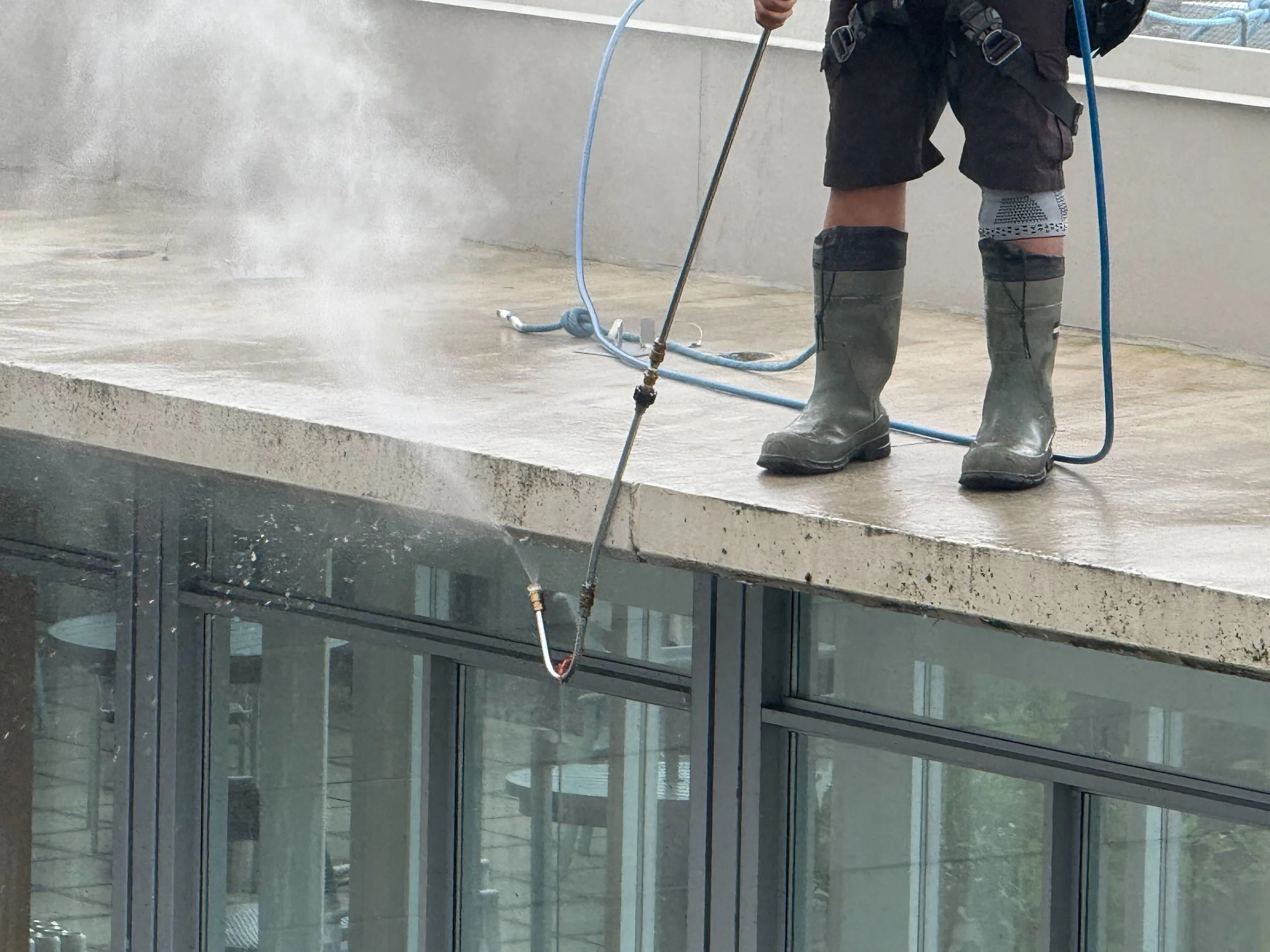Strata building exterior pressure washing by Cleantech Service Group