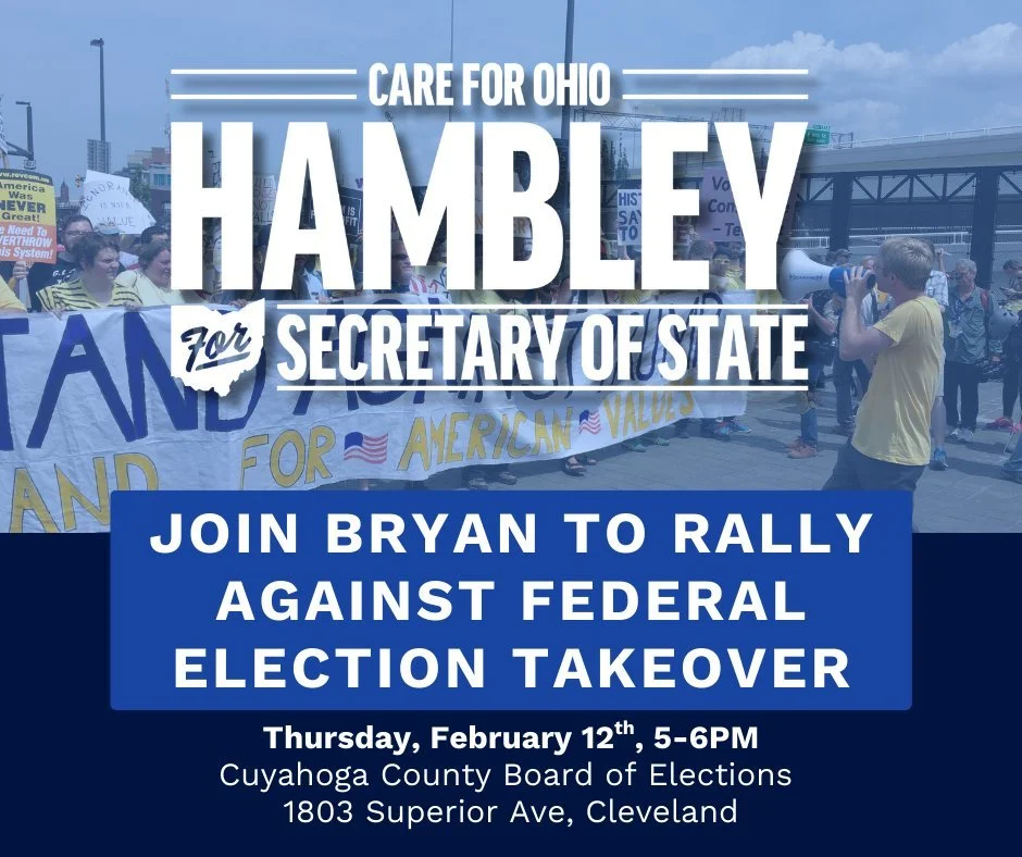 Join me this Thursday to rally against President Trump's call for a federal takeover of our #elections. In #Ohio, we know our elections are safe and secure. We must protect the independence and integrity of our elections from this power grab. We will