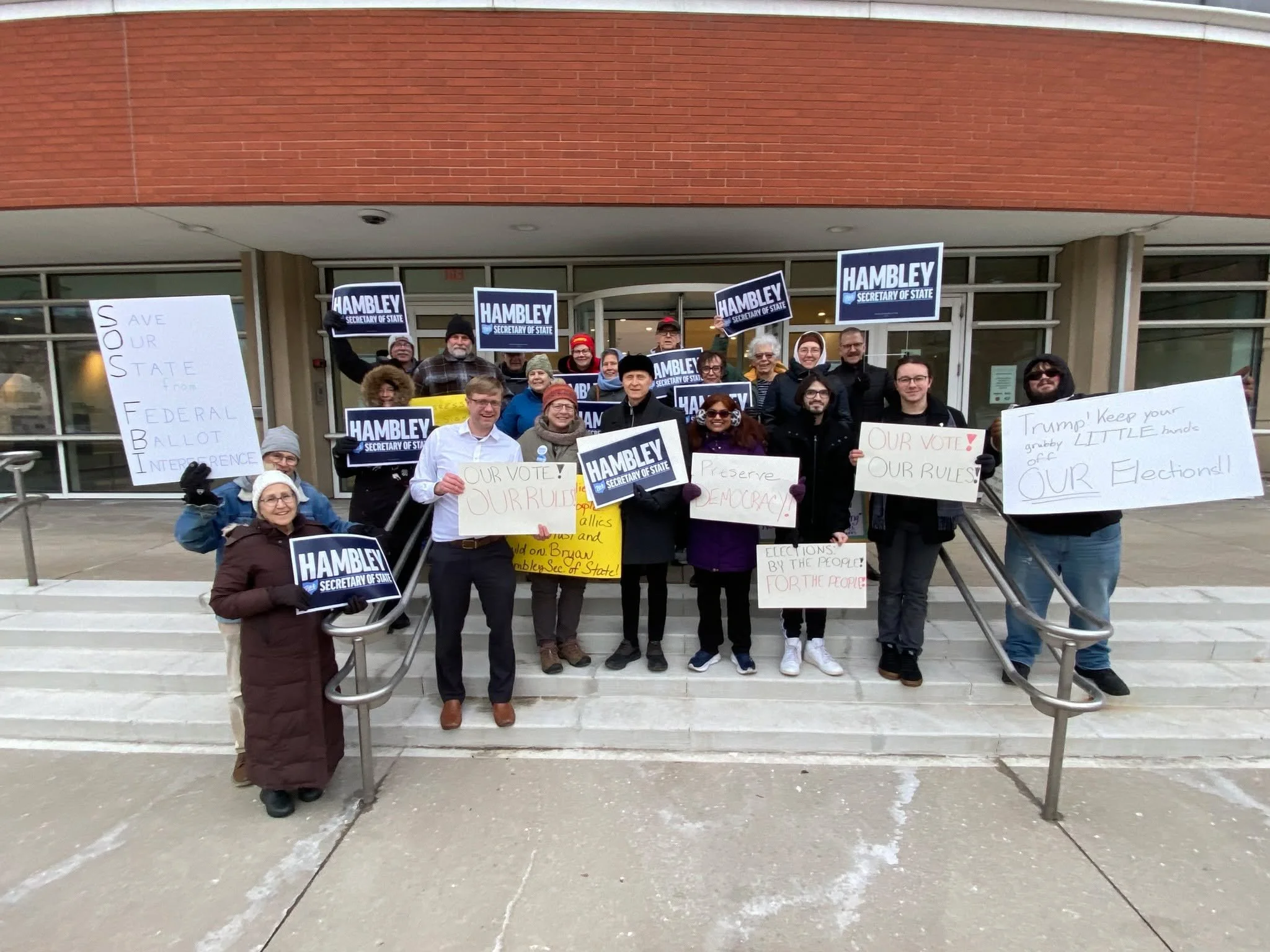 President Trump's dangerous call to federalize our elections must not go unquestioned. Thanks to all who joined me at the #CuyahogaCounty Board of Elections to stand firm on protecting the independence and integrity of #Ohio's already safe and secure
