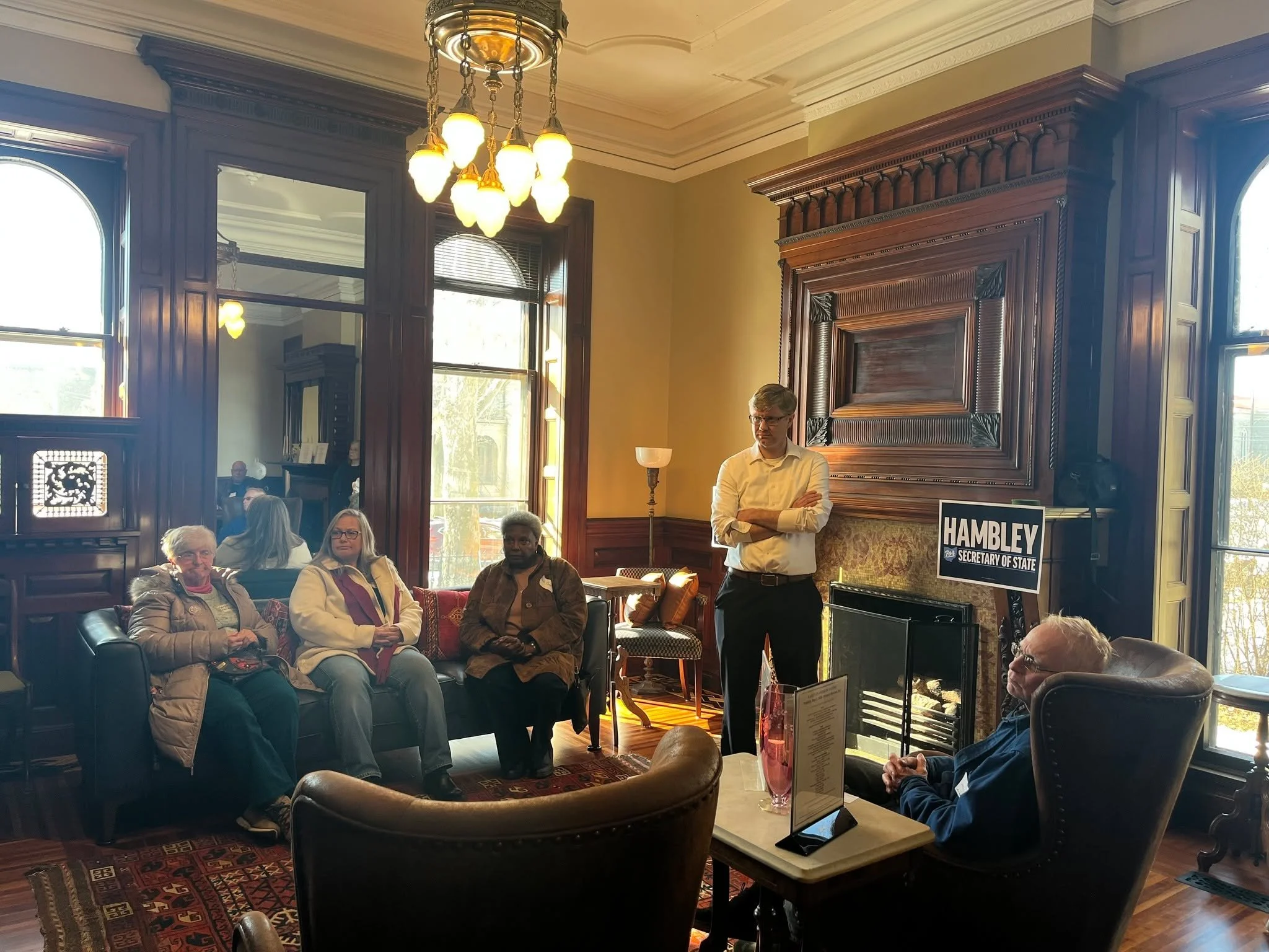 Another busy week last week, and grateful to be back in #Sandusky for a meet and greet! Thank you to our hosts for gathering together friends at the #weberhouse to discuss the campaign. #HambleyForOhio #CareForOhio