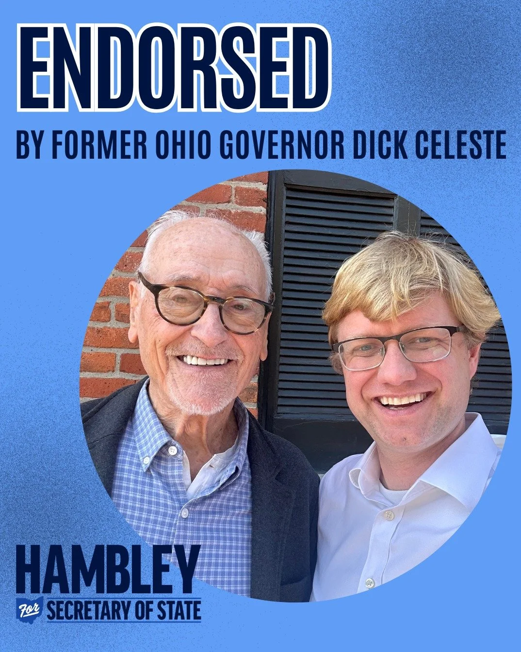 I've been lucky enough to get to know former Ohio Governor Dick Celeste during the course of this campaign. His dedication to the future of #Ohio has carried through his career of public service and activism. 

Today, I'm beyond grateful to share tha