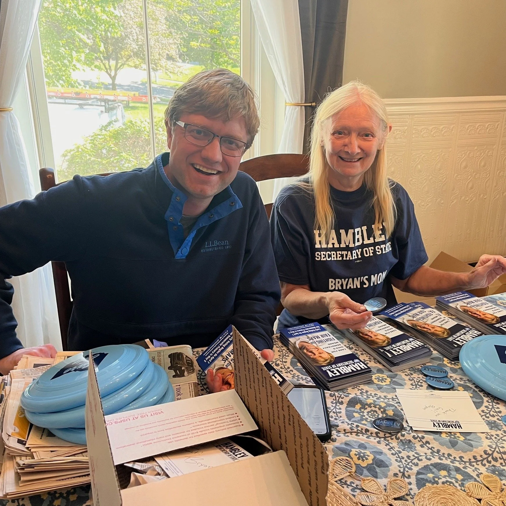With just two weeks to go before the primary, it's all hands on deck! My mom has been in town the past few days, helping get packages together for our poll-standing volunteers around the state and handing out literature at the Board of Elections. If 