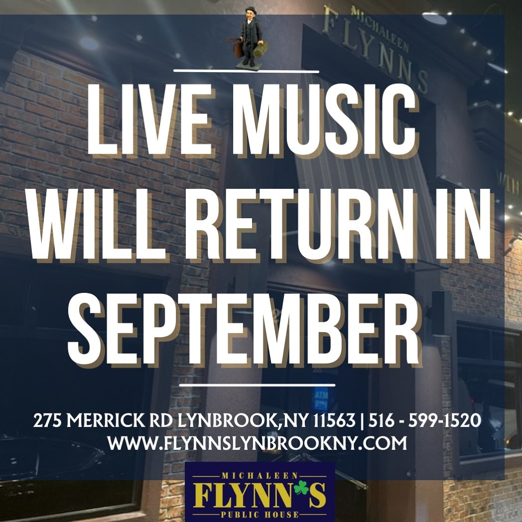 Don’t worry, music will return Thursday, Friday and Saturday! Until then…join us 7 days a week for lunch, dinner, happy hour, specials and more! π΅βοΈπ½οΈπ»
#michaleenflynns #lynbrookny
