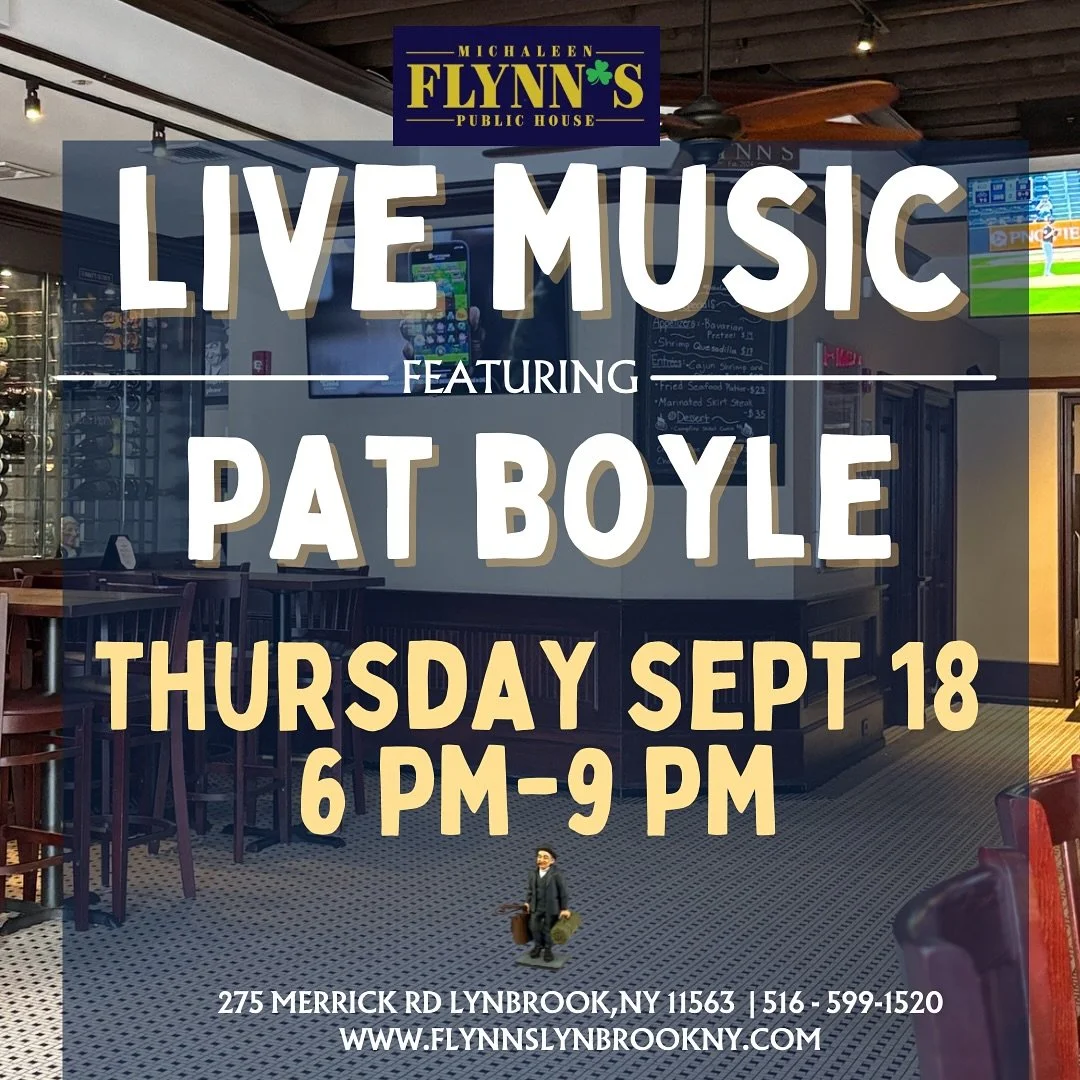 A new week of live music starts Thursday - see you there πΆπΈπ΅ποΈ
#michaleenflynns #lynbrookny #livemusic #longislandny #longislandlivemusic