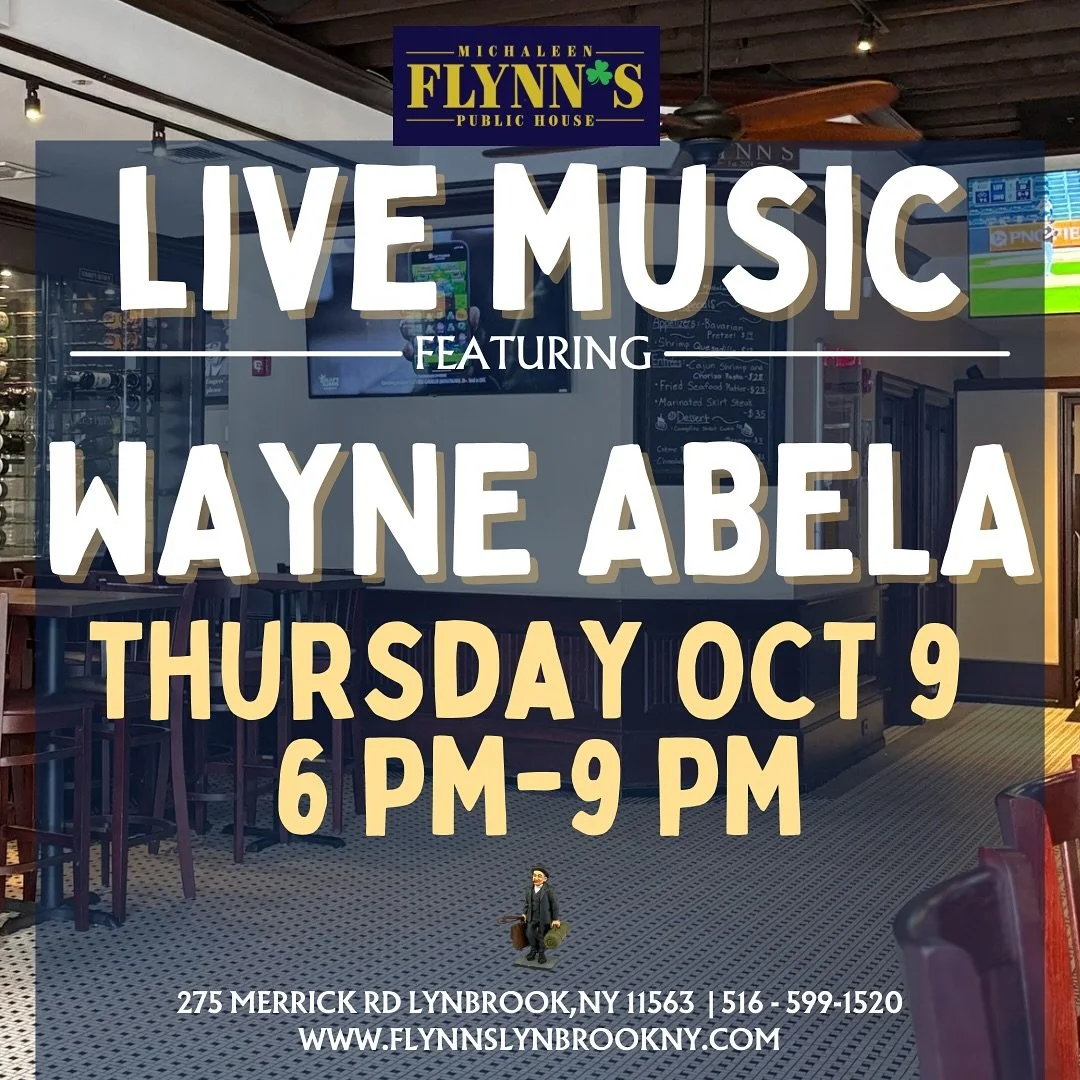 Don’t miss this weeks live music at #michaleenflynns ! π΅
#lynbrookny #longislandny #livemusic