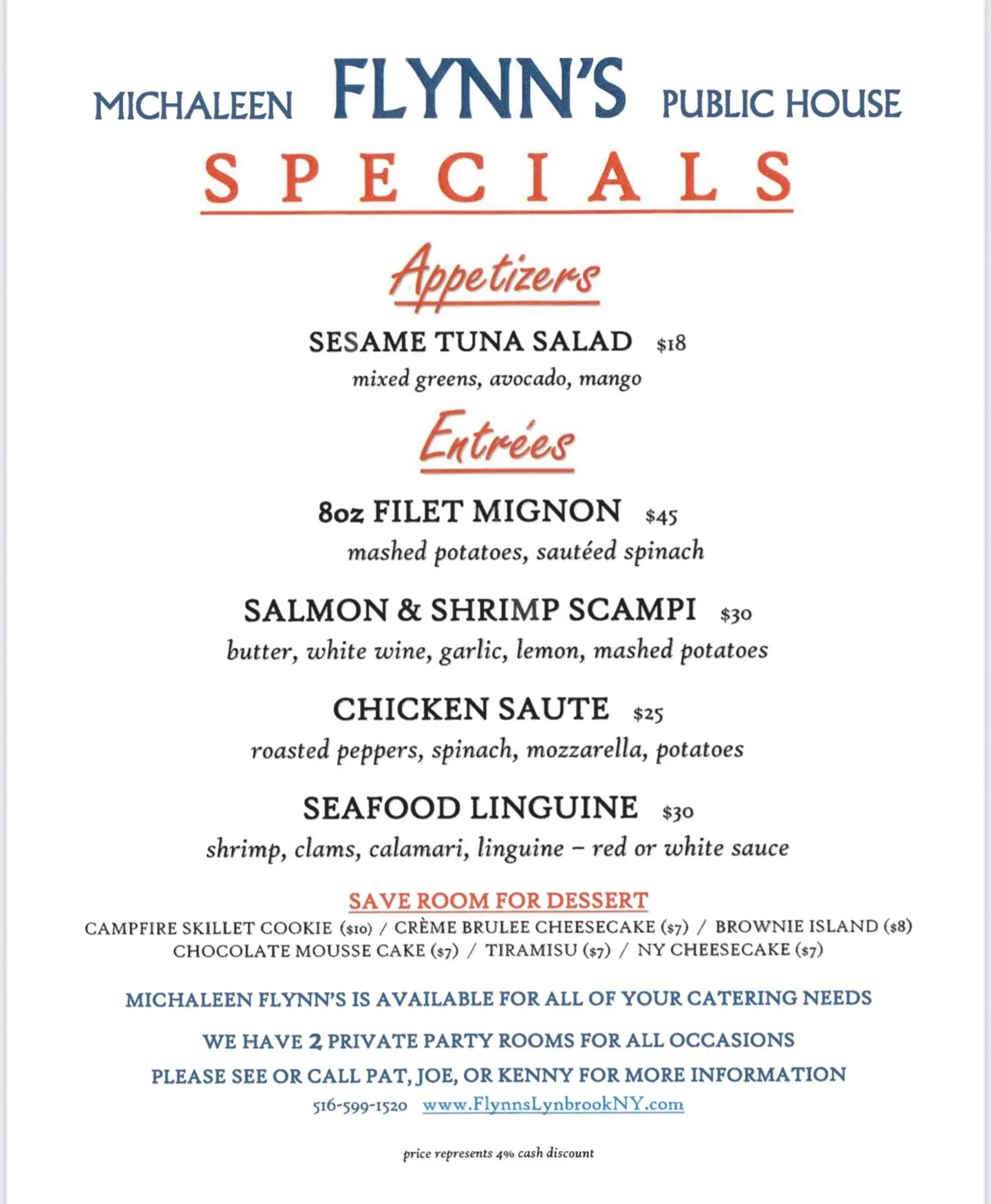 This week just got more delicious 👏🏼 

#michaleenflynns #lynbrookny #lieats #lunch #dinner #specials
