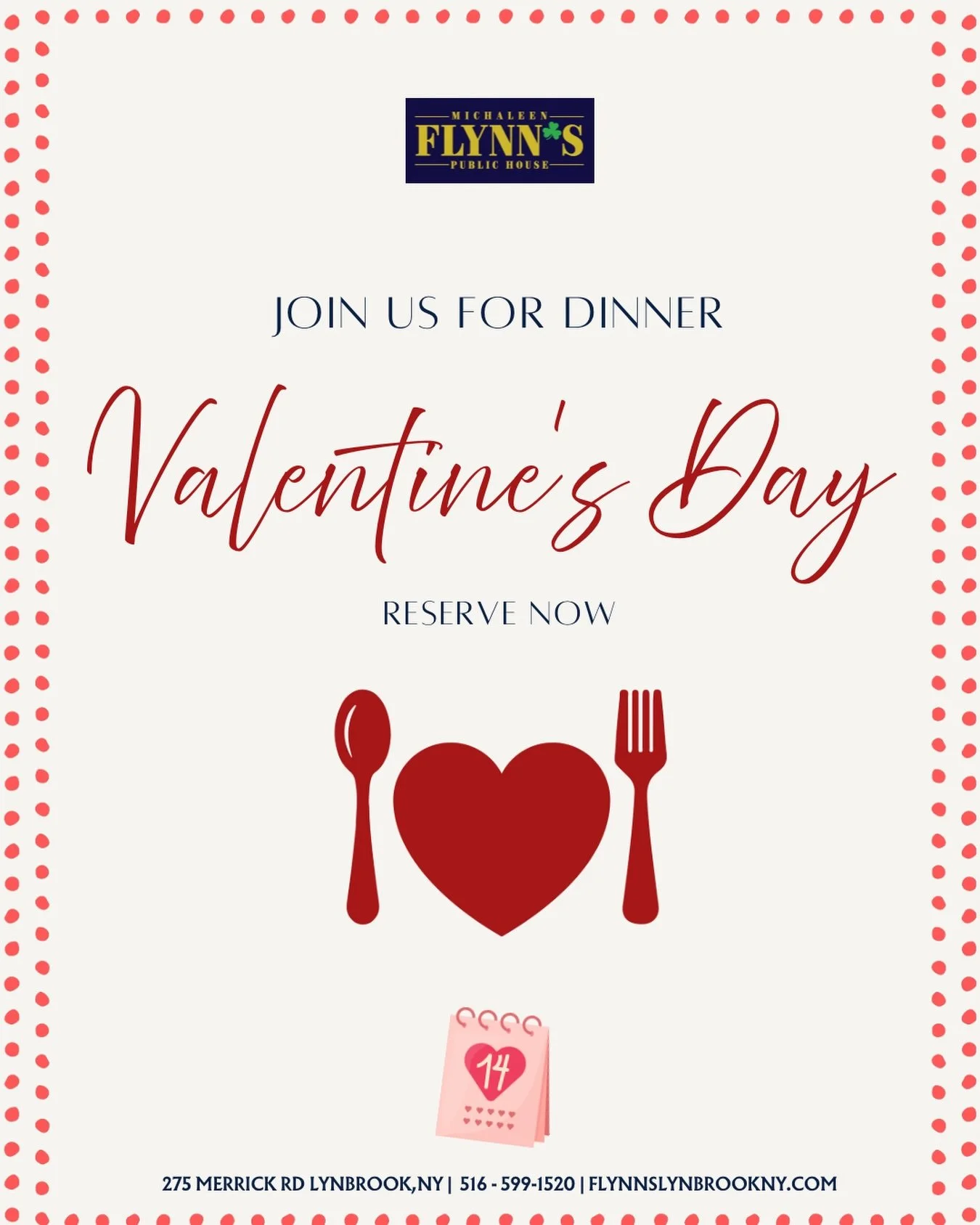 It's time to celebrate LOVE❣️

💘 Call us or click link in bio to reserve table 

#michaleenflynns #lynbrookny #valentinesday