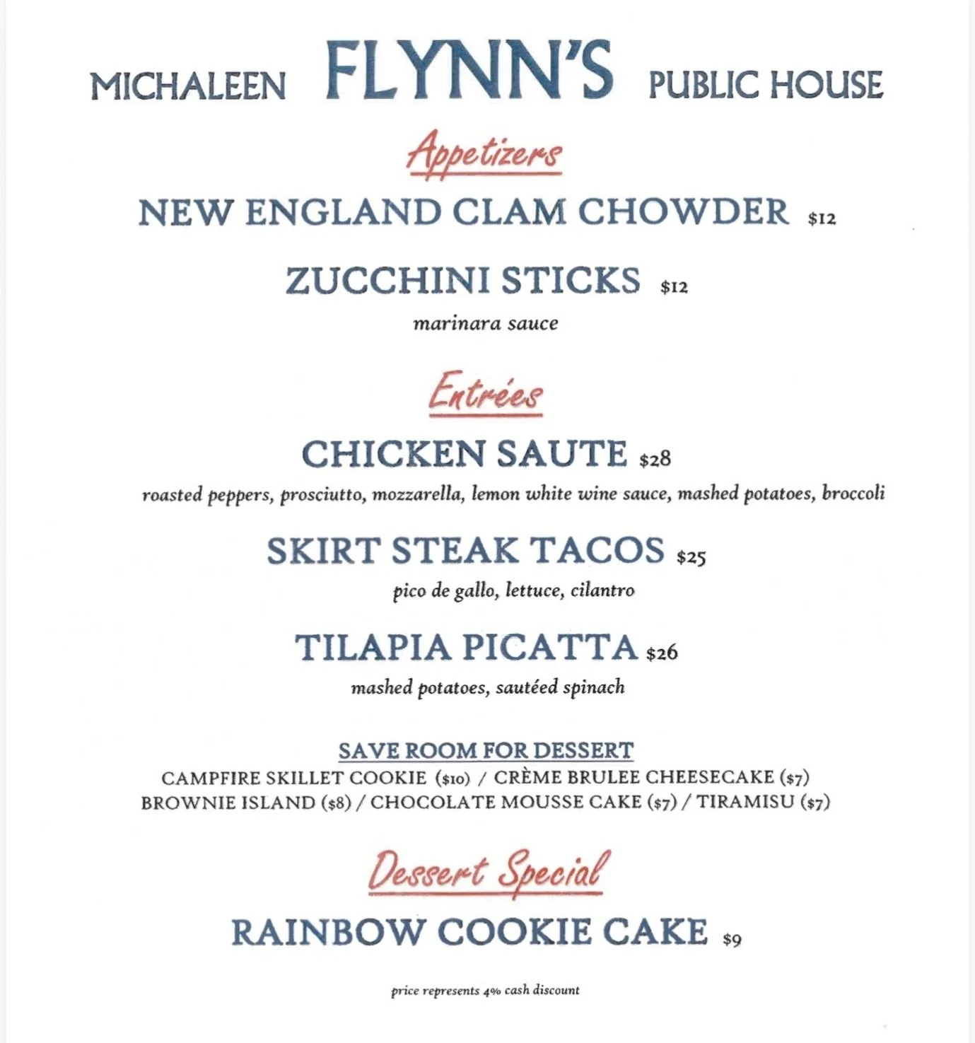 New specials are here 👏🏼 Join us for lunch or dinner! Link in bio to reserve table 🍽️

#michaleenflynns #lynbrookny #longislandny
