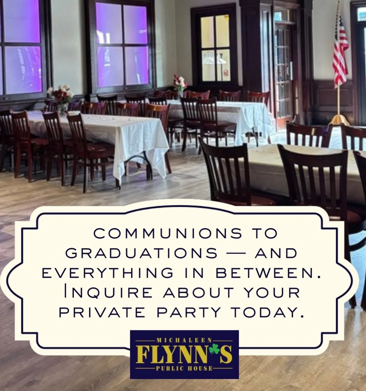 Limited dates available for private parties! Contact us today 👏🏼 link in bio on website 

#michaleenflynns #lynbrookny #longislandny privateparty #eventspace